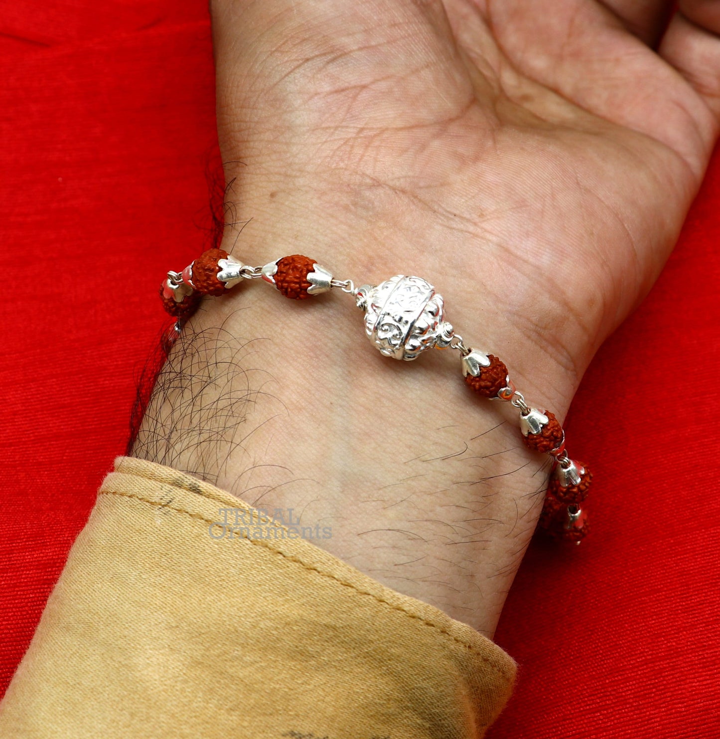 925 sterling silver handmade vintage style Rakhi bracelet amazing Rudraksha bracelet, use as daily use jewelry rk227 - TRIBAL ORNAMENTS