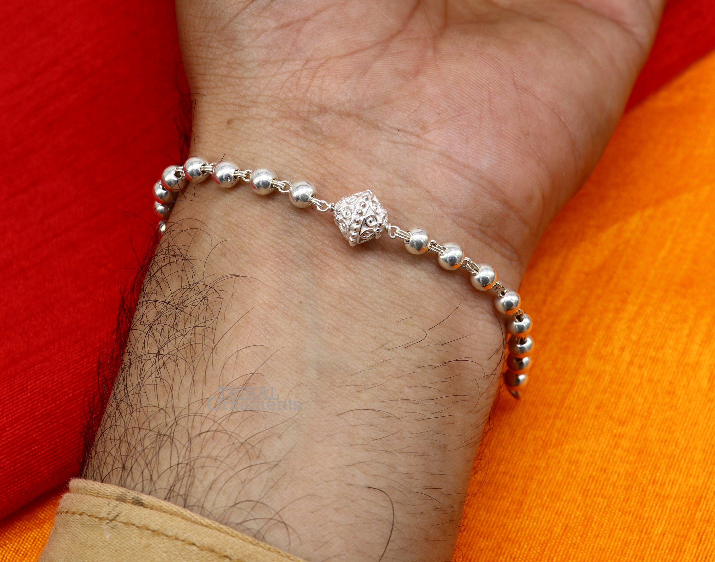 Amazing stylish handmade 925 sterling silver beaded bracelet Rakhi  wonderful design rakhi bracelet for your brother rk228  TRIBAL ORNAMENTS
