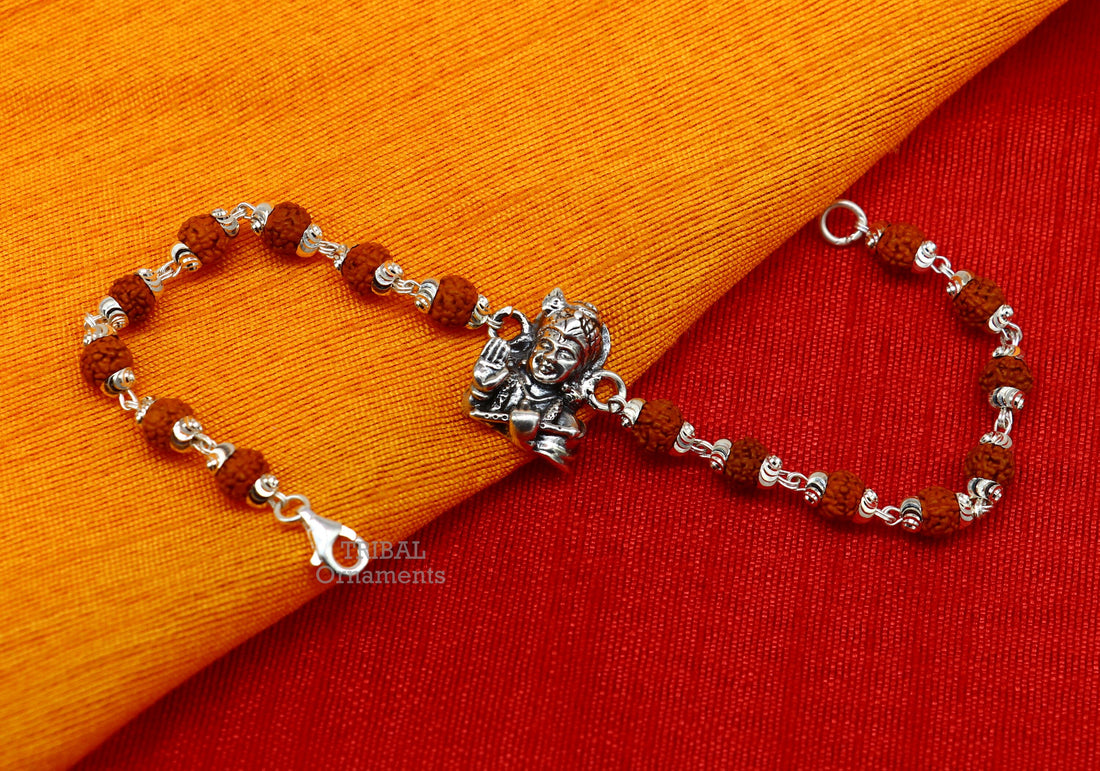 925 Sterling silver divine lord Krishna Rakhi or bracelet best gift for your brother's for special personalized gifing rk239 - TRIBAL ORNAMENTS