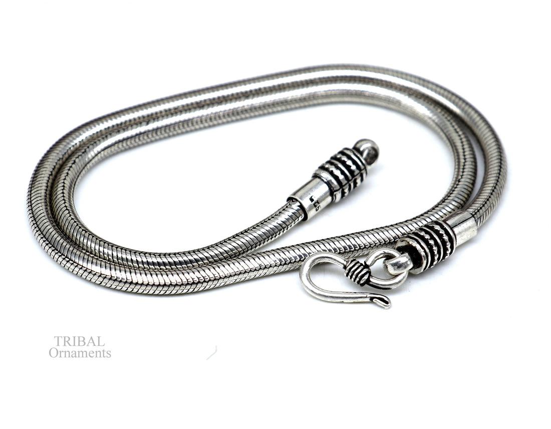 6 mm solid 925 sterling silver handmade snake chain necklace chain, oxidized silver trendy chain ch159 - TRIBAL ORNAMENTS