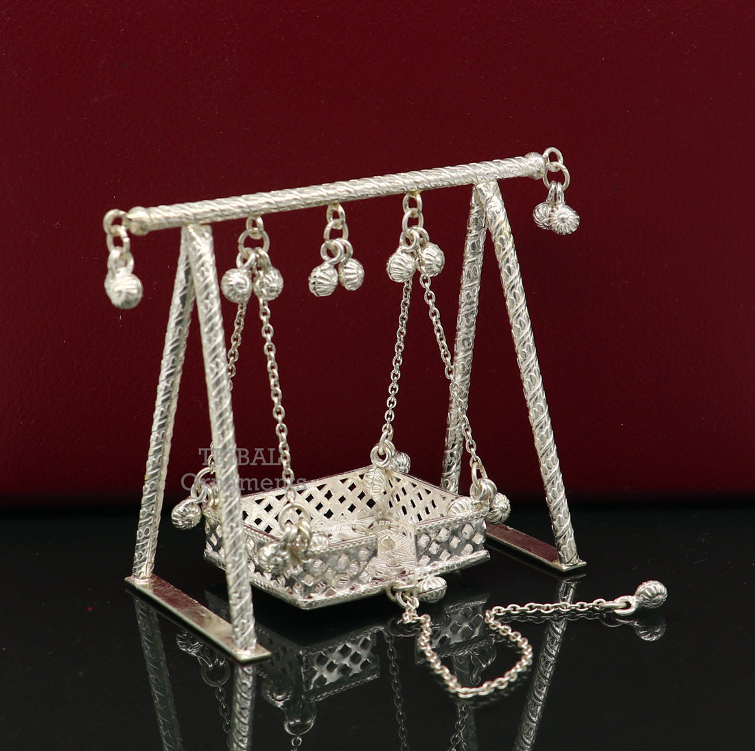 925 Sterling silver handmade Bal Gopala jhula, little Krishna swing, child Krishna palana, silver jhula, laddu gopal jhula, silver art su765 - TRIBAL ORNAMENTS