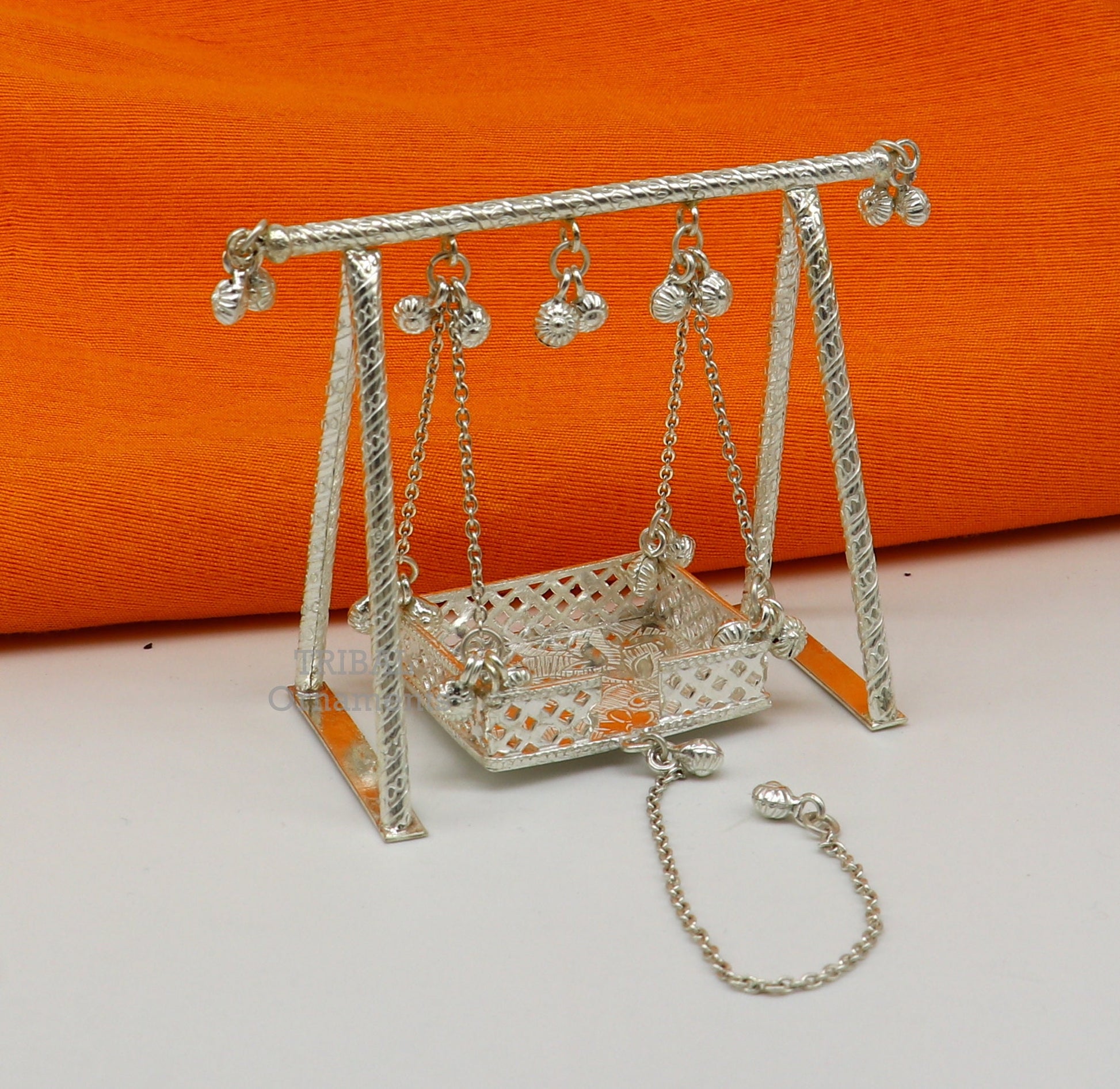 925 Sterling silver handmade Bal Gopala jhula, little Krishna swing, child Krishna palana, silver jhula, laddu gopal jhula, silver art su765 - TRIBAL ORNAMENTS