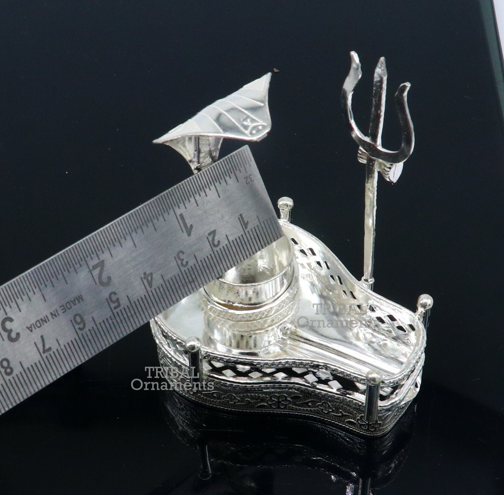 925 sterling silver handmade lord shiva lingam stand/ jalheri with snake  and trident mahakal lingam stand su788 - TRIBAL ORNAMENTS