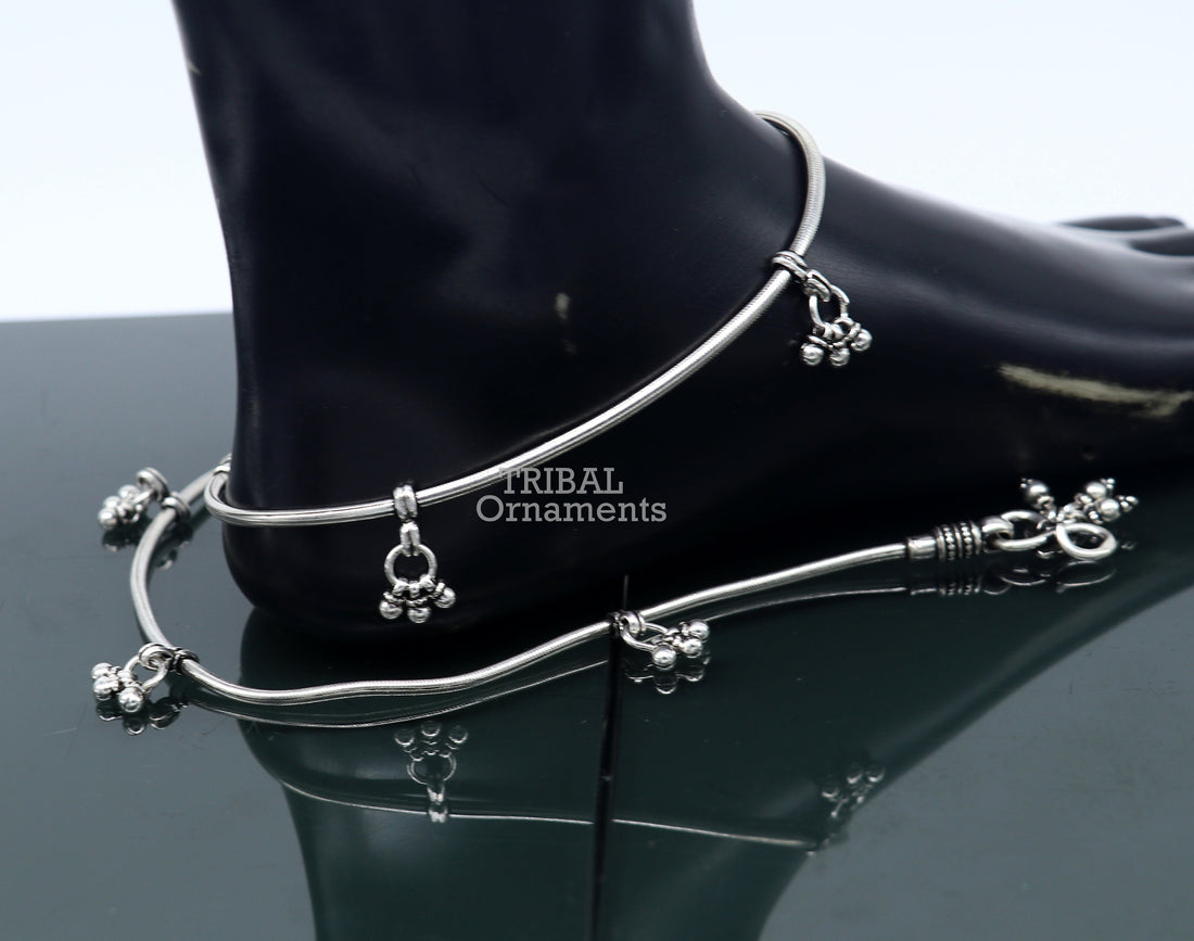 11 inches Handmade 925 sterling silver snake chain ankle bracelet, silver anklets, foot bracelet amazing belly dance jewelry gift her ank466 - TRIBAL ORNAMENTS