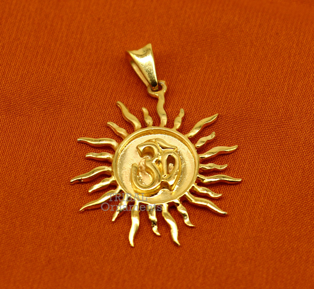 925 sterling silver handmade Aum or OM pendant , amazing Exclusive gold polished design stunning pendant unisex gifting jewelry nsp465 - TRIBAL ORNAMENTS