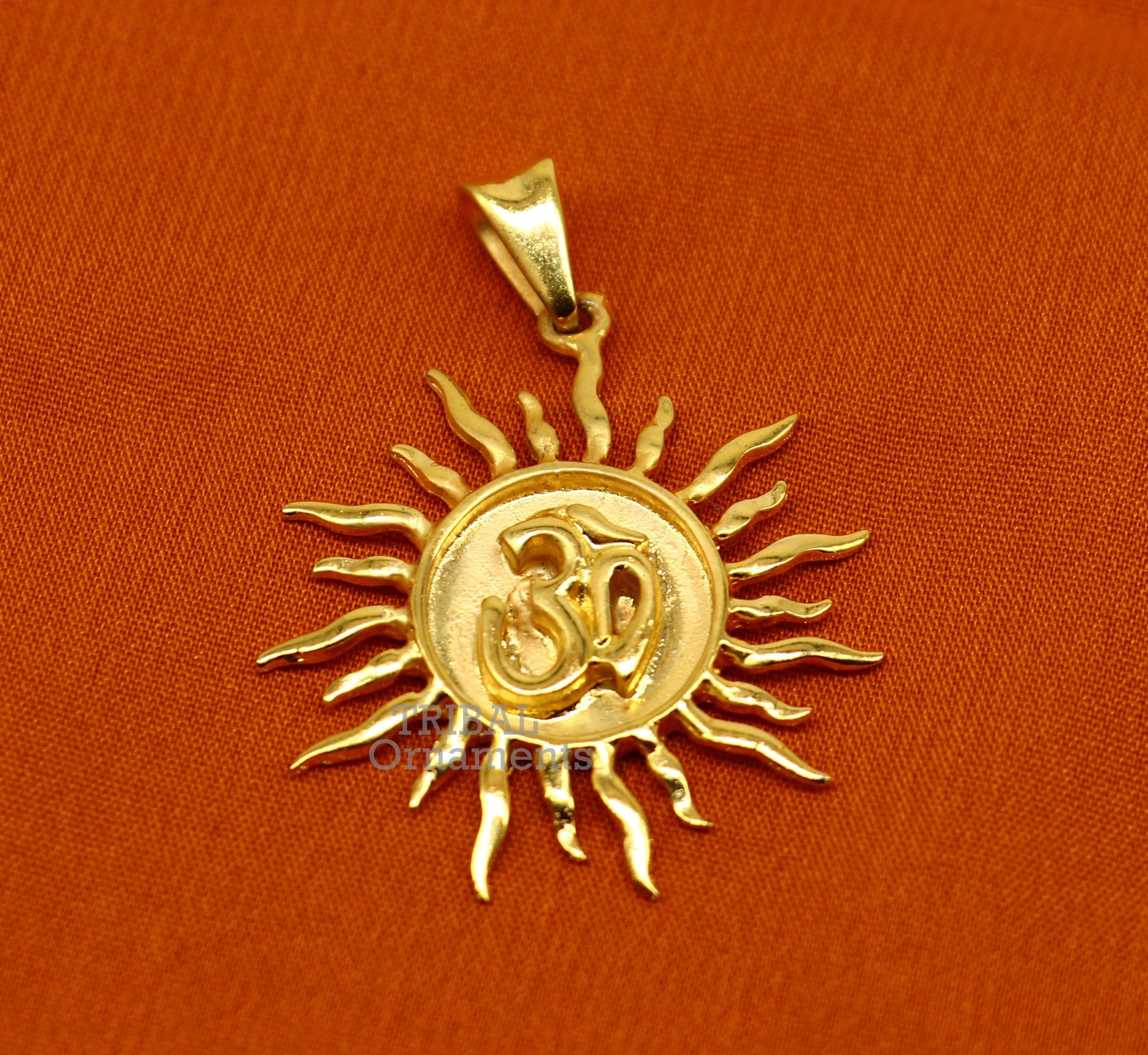 925 sterling silver handmade Aum or OM pendant , amazing Exclusive gold polished design stunning pendant unisex gifting jewelry nsp465 - TRIBAL ORNAMENTS