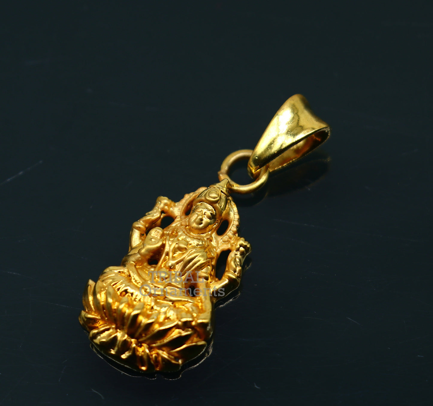 925 sterling silver customized gold polished stylish Goddess Laxmi Pendant, amazing design stunning pendant unisex gifting jewelry nsp466 - TRIBAL ORNAMENTS