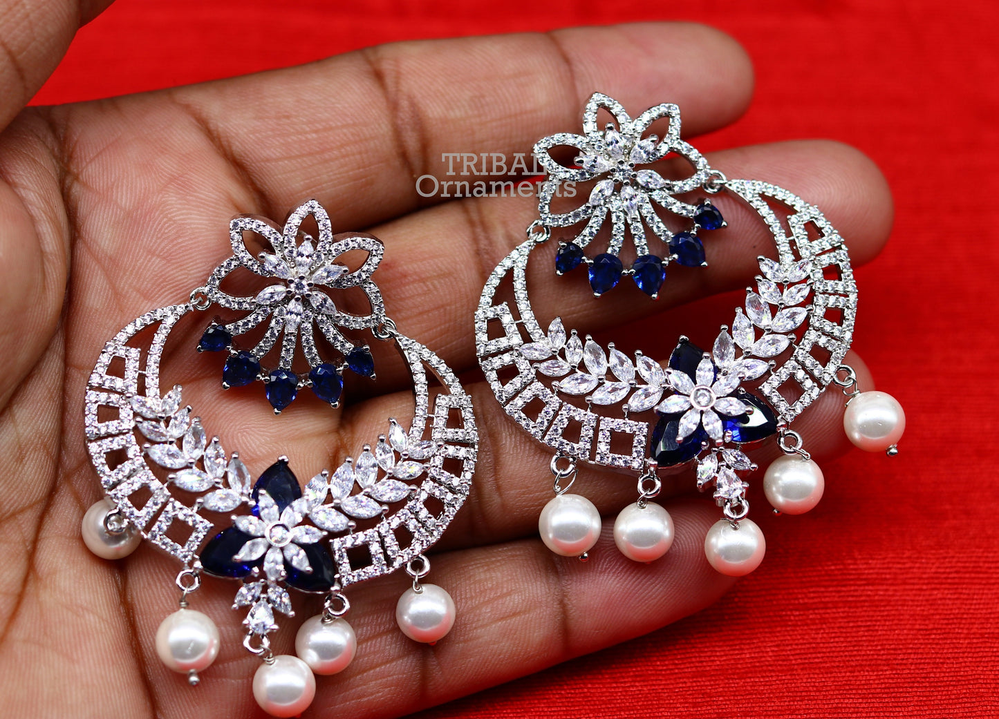 925 Sterling silver handmade amazing stunning flower stud earring, excellent customized personalized brides girls wedding jewelry s1036 - TRIBAL ORNAMENTS