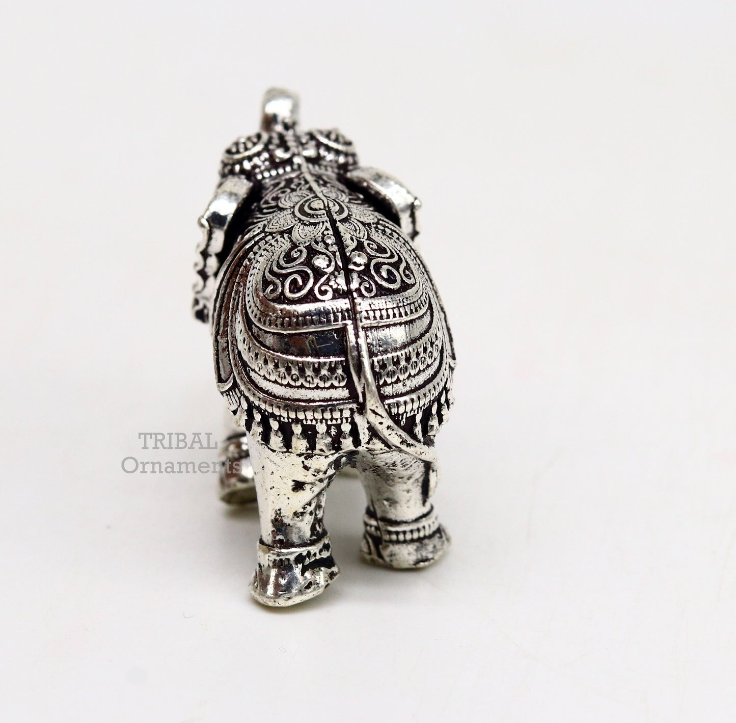 Sterling silver handmade design customized upper trunk Elephant statue, puja article figurine, home décor Diwali puja gift art537 - TRIBAL ORNAMENTS