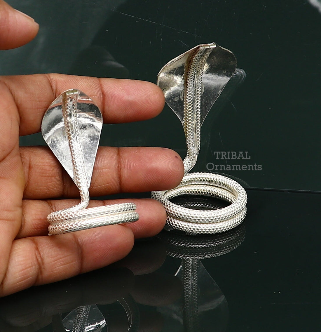 Handmade sterling silver fabulous vintage antique mini snake or shiva snake for puja or worshipping, solid nag nagin puja article su756 - TRIBAL ORNAMENTS
