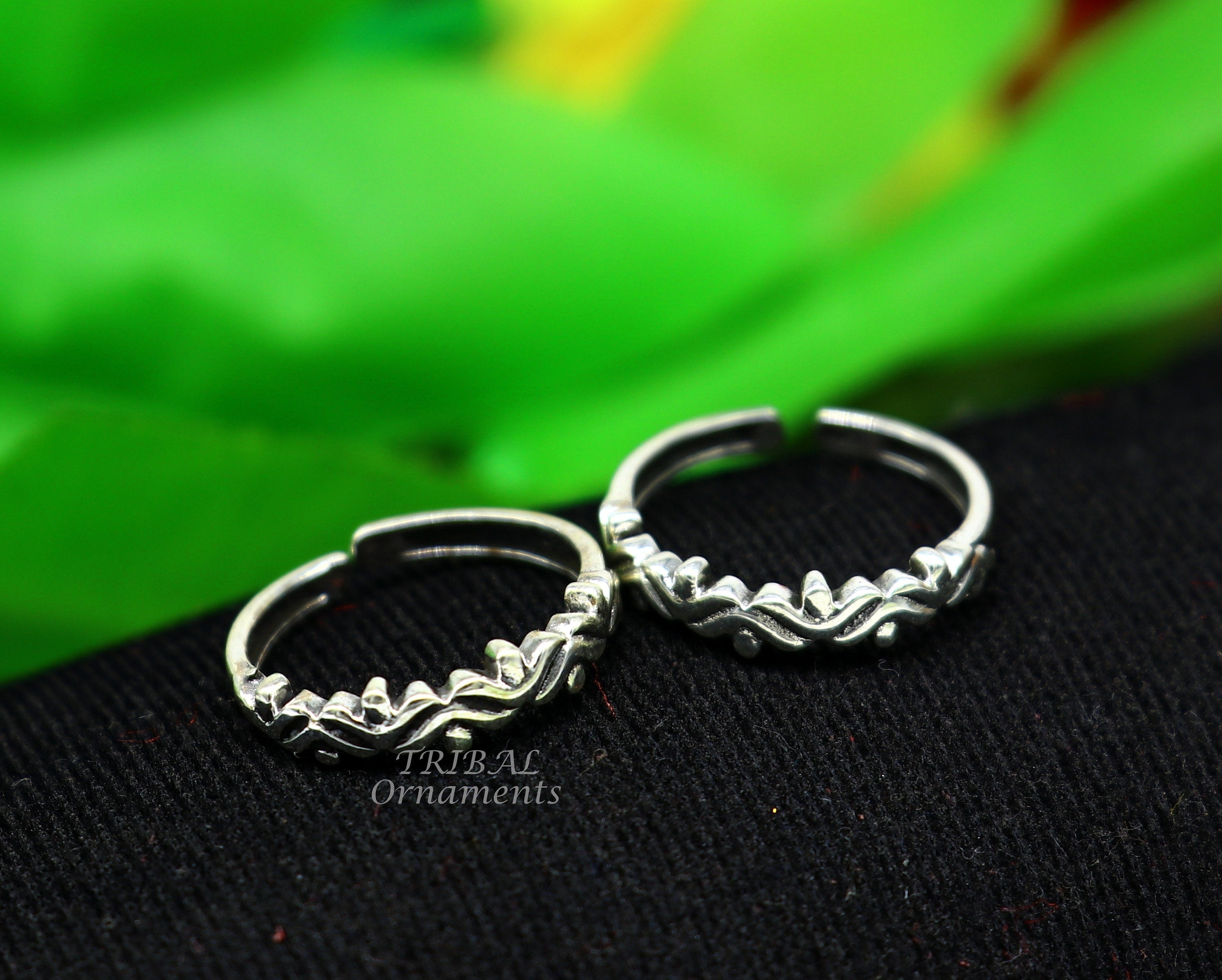 Buy CLARA 925 Sterling Silver Size Adjustable Oxidised Flower Toe Rings  Pair Online at Best Prices in India - JioMart.