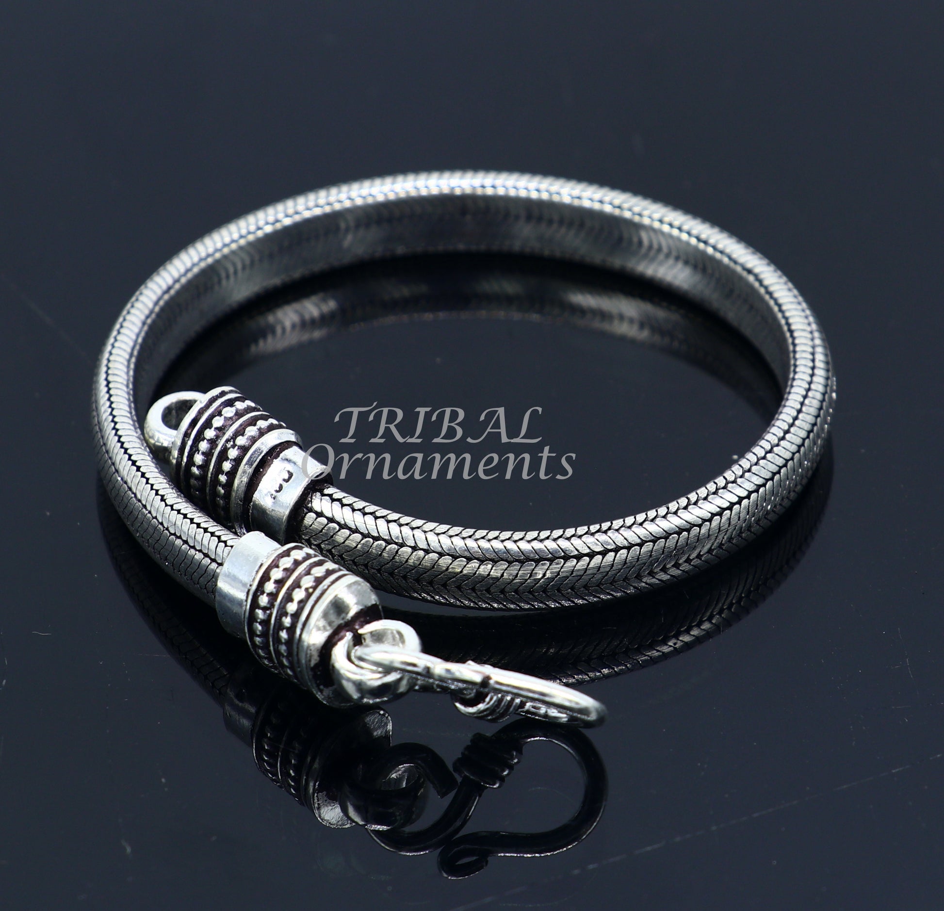 7MM 925 sterling silver handmade amazing snake chain flexible unisex D shape half round bracelet elegant wrist belt bracelet india sbr377 - TRIBAL ORNAMENTS