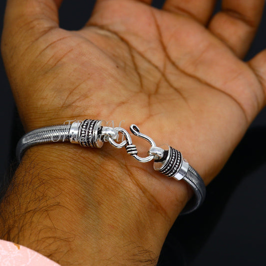 7MM 925 sterling silver handmade amazing snake chain flexible unisex D shape half round bracelet elegant wrist belt bracelet india sbr377 - TRIBAL ORNAMENTS