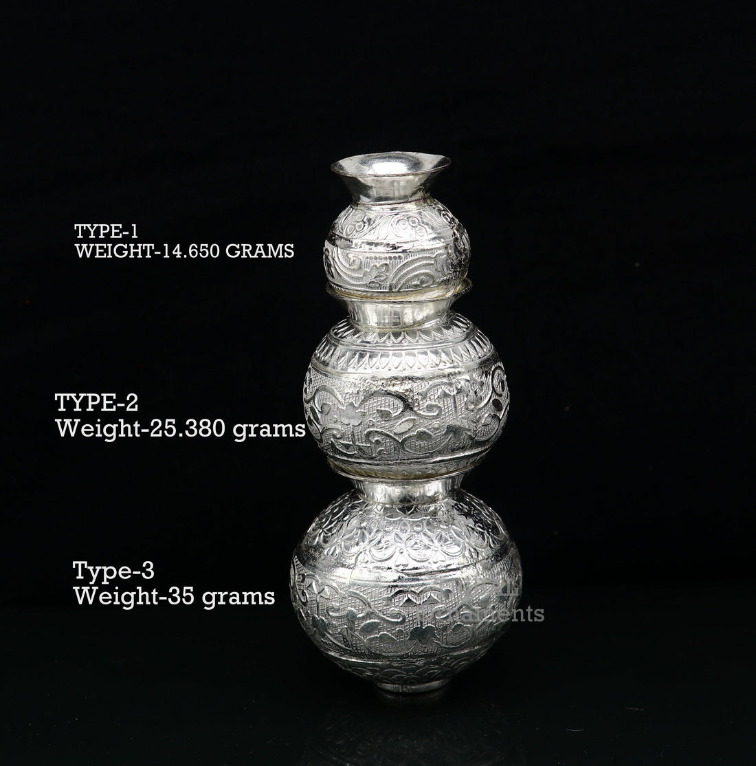 Pure 925 sterling silver handmade plain small Kalash or pot, unique special silver puja article, water or milk kalash pot india su761 - TRIBAL ORNAMENTS