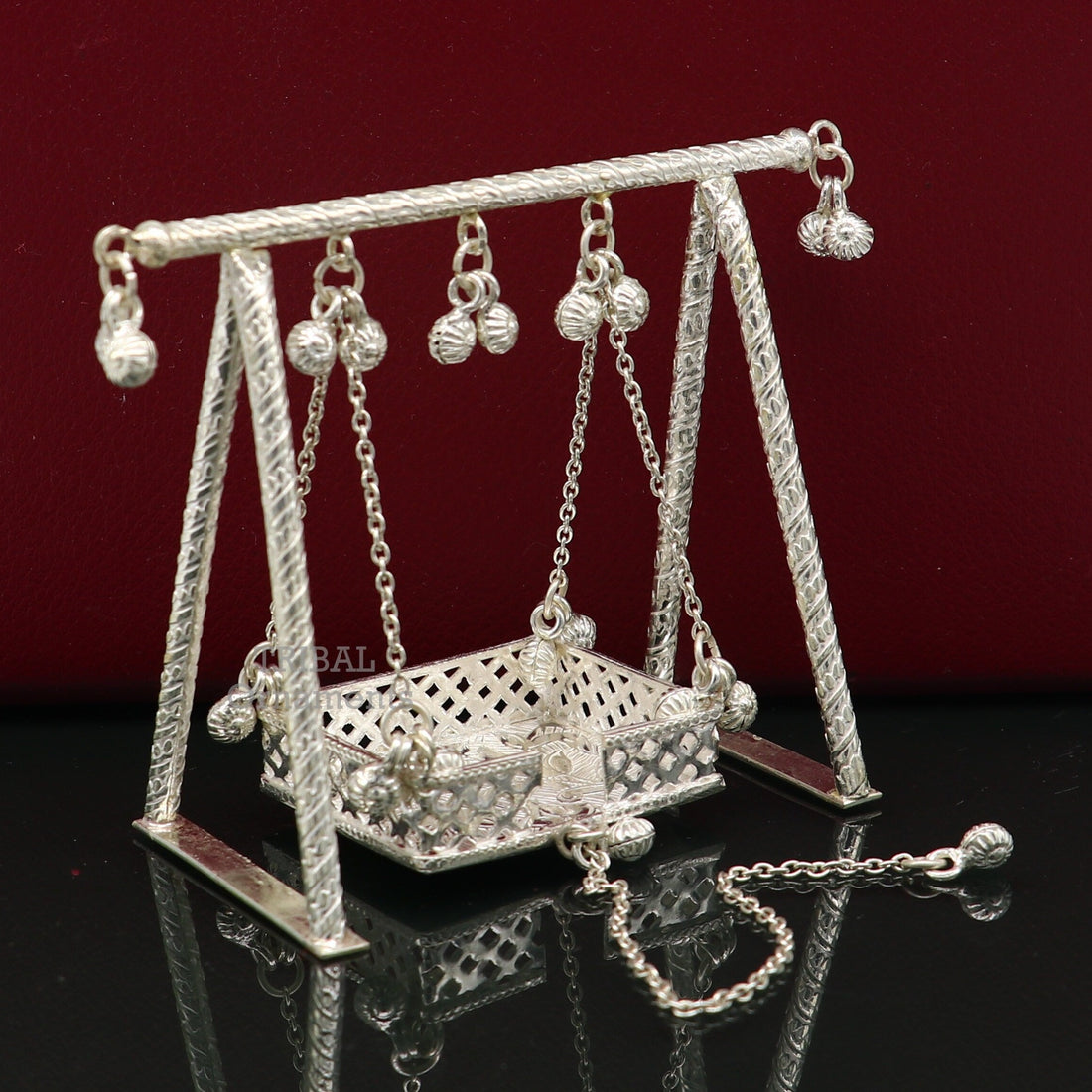 925 Sterling silver handmade Bal Gopala jhula, little Krishna swing, child Krishna palana, silver jhula, laddu gopal jhula, silver art su765 - TRIBAL ORNAMENTS