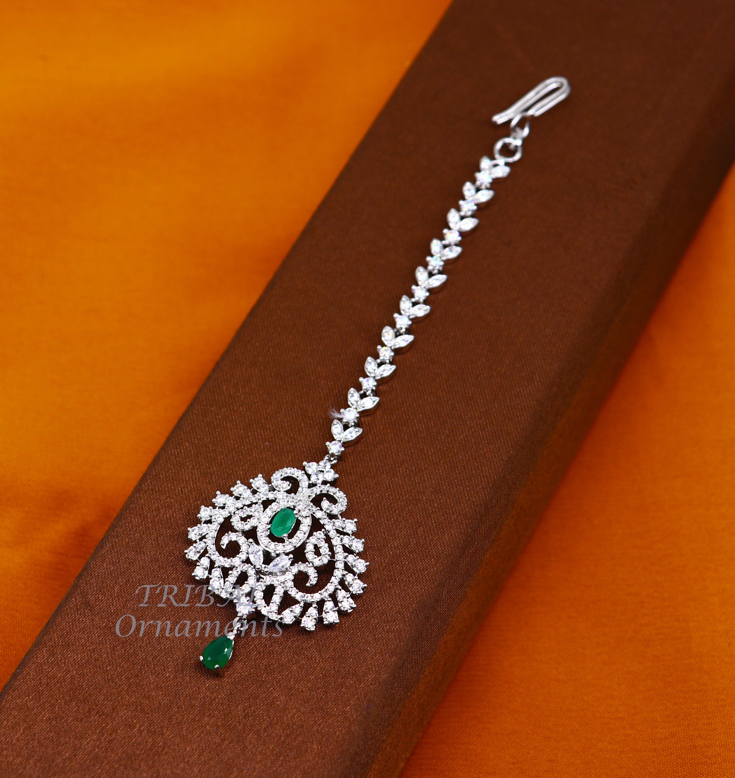 Silver Poppy Crystal Enamelled Flower Sprig Clip - Ivory & Co