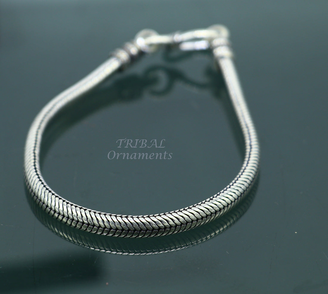 5mm 925 sterling silver handmade snake chain bracelet D shape Customized bracelet half round snake chain bracelet unisex sbr378 - TRIBAL ORNAMENTS