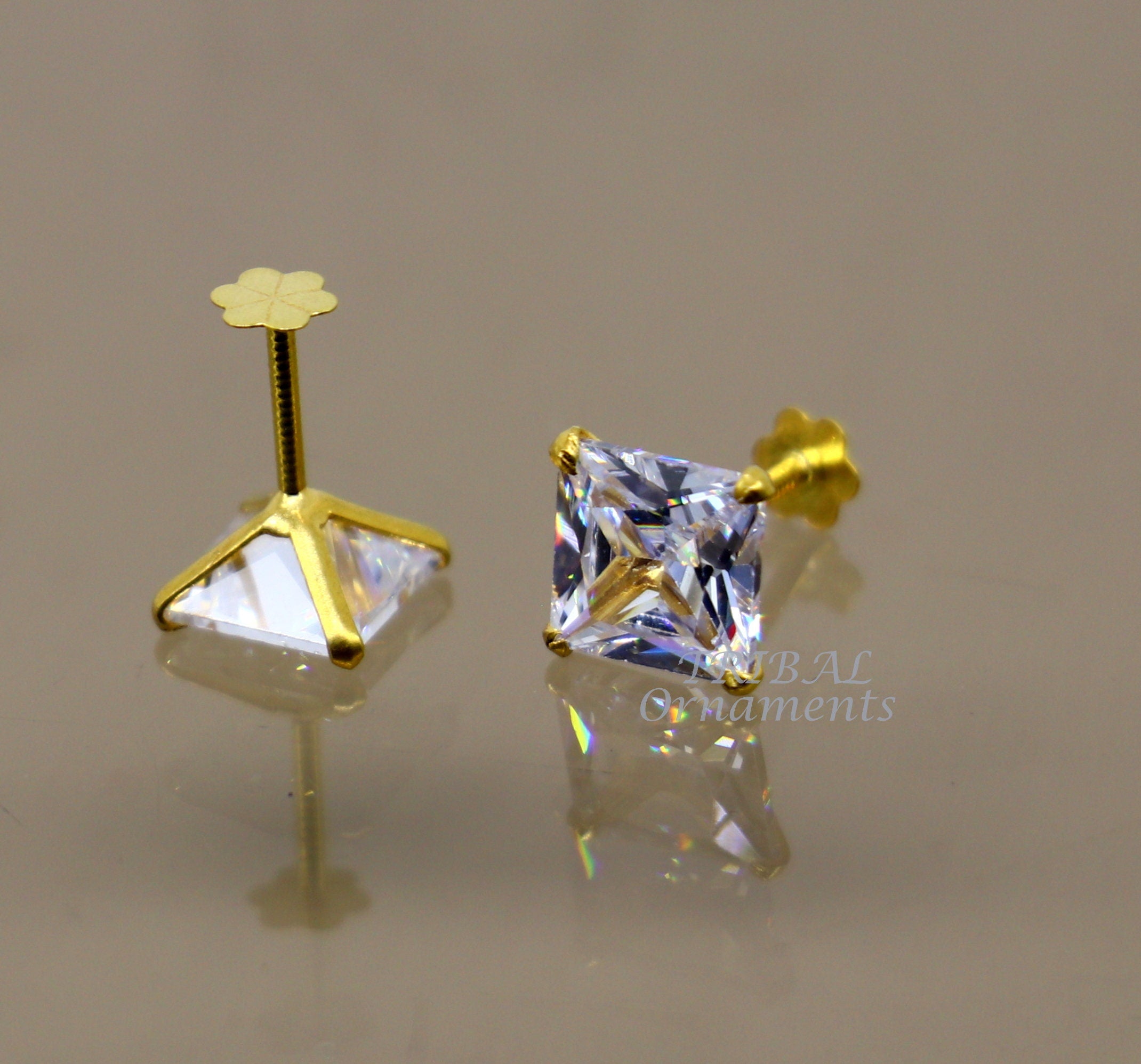 Child's Diamond Stud Earrings in 14k Yellow Gold | Lee Michaels Fine Jewelry