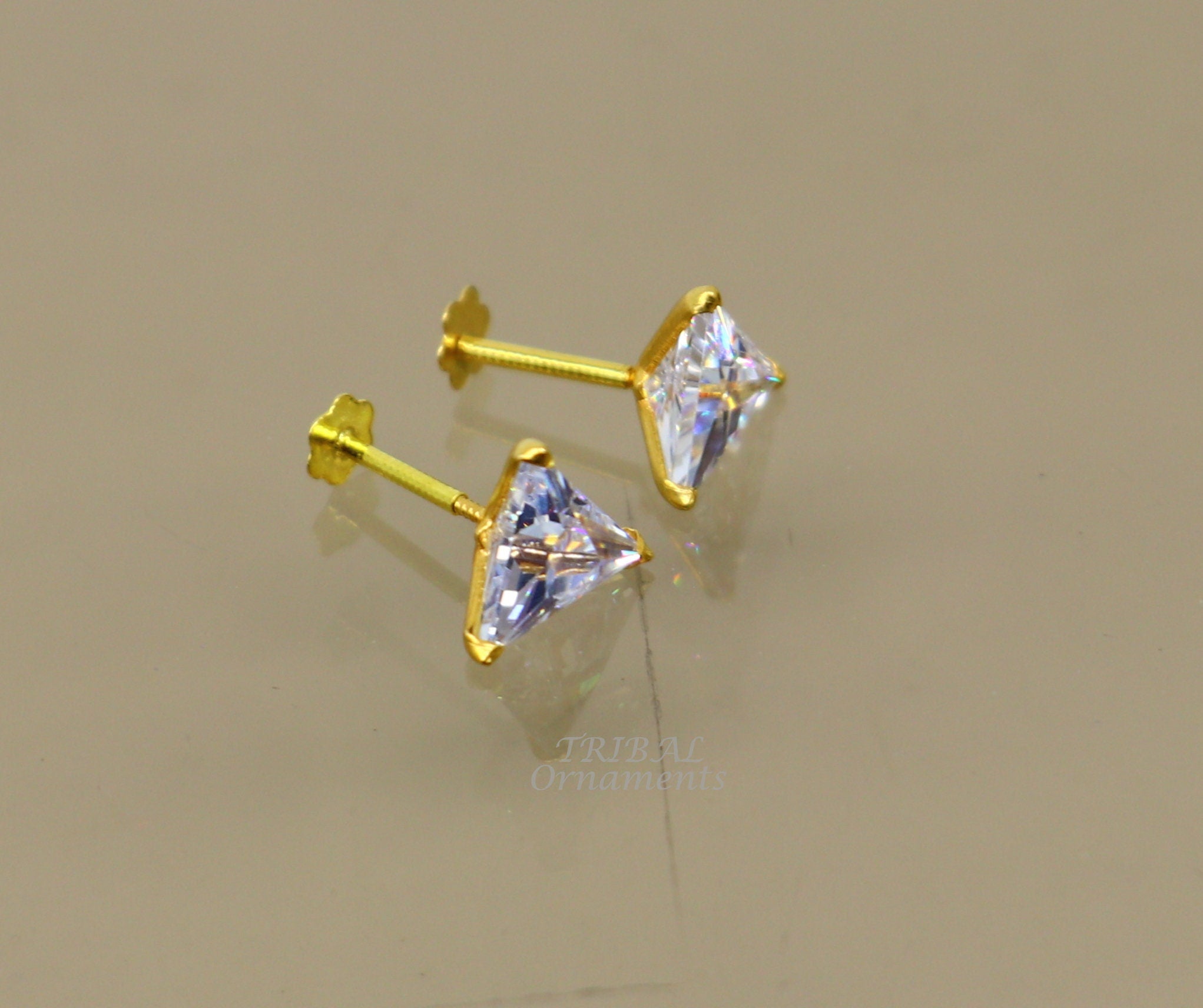 Triangle Bell Diamond Stud Earrings-Candere by Kalyan Jewellers