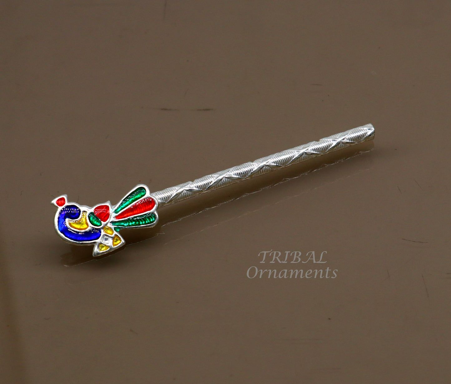 6.5cm sterling silver handmade idol baby Krishna small tiny flute, silver bansuri, laddu gopala flute, little krishna flute puja art su812 - TRIBAL ORNAMENTS