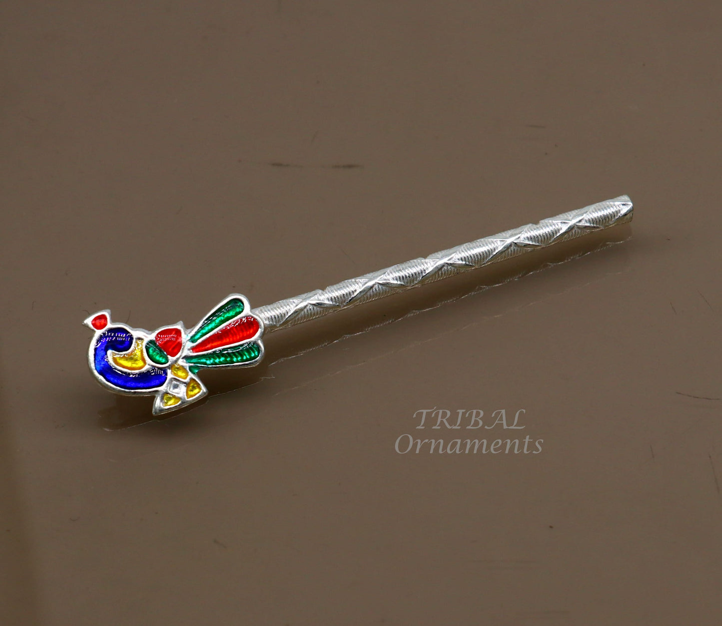 6.5cm sterling silver handmade idol baby Krishna small tiny flute, silver bansuri, laddu gopala flute, little krishna flute puja art su812 - TRIBAL ORNAMENTS