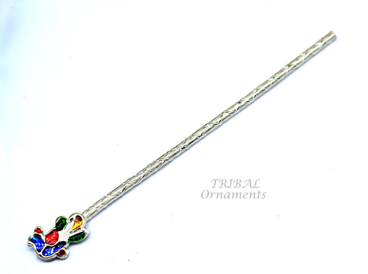 13cm sterling silver handmade idol baby Krishna small tiny flute, silver bansuri, laddu gopala flute, little krishna flute puja art su814 - TRIBAL ORNAMENTS