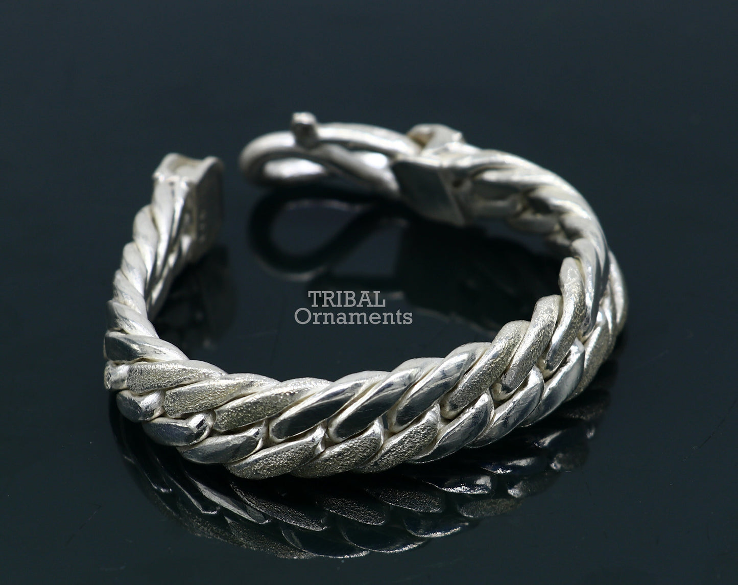 7" solid long Vintage antique Cuban link chain 925 sterling silver bracelet, excellent unisex gifting custom made jewelry from india sbr375 - TRIBAL ORNAMENTS