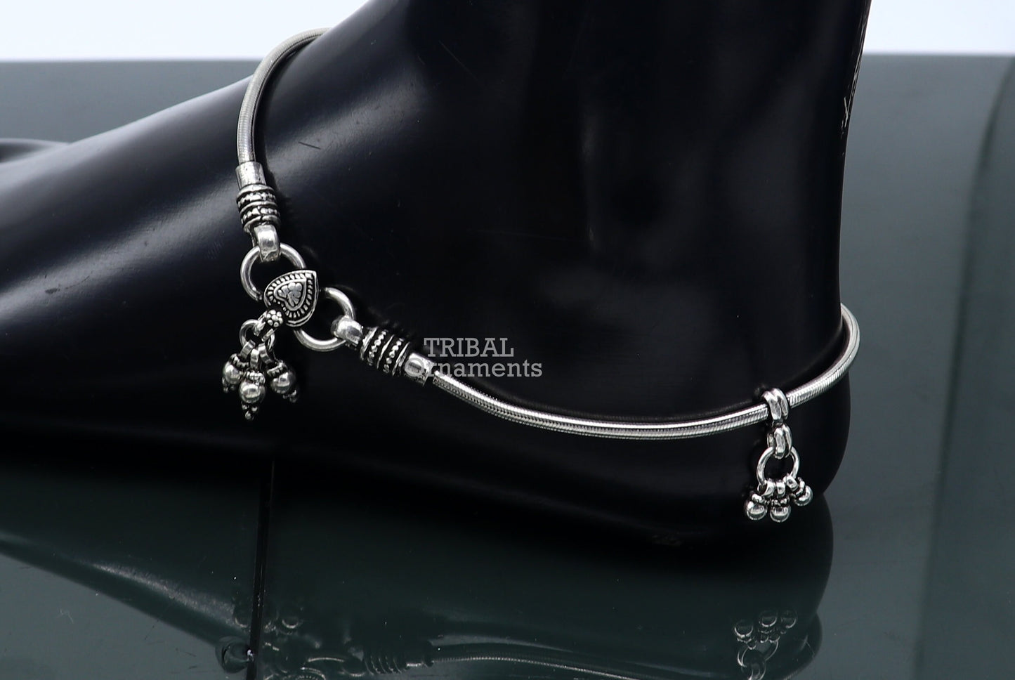 11 inches Handmade 925 sterling silver snake chain ankle bracelet, silver anklets, foot bracelet amazing belly dance jewelry gift her ank466 - TRIBAL ORNAMENTS