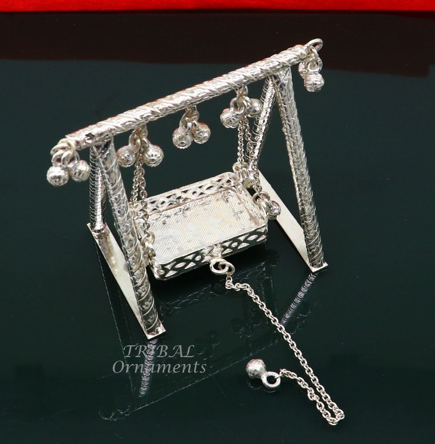 Handcrafted Sterling silver Laddu Gopala jhula, Radha Krishna swing, krishan palana, silver jhula, laddu gopal swing, silver art su823 - TRIBAL ORNAMENTS