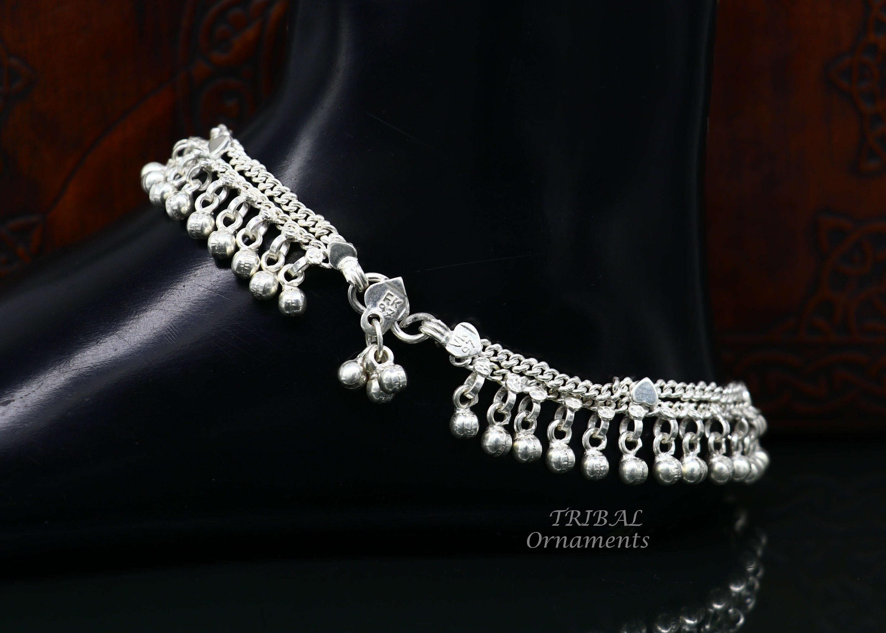 Buy Zavya Red And Black 925 Pure Silver Anklet Single Online