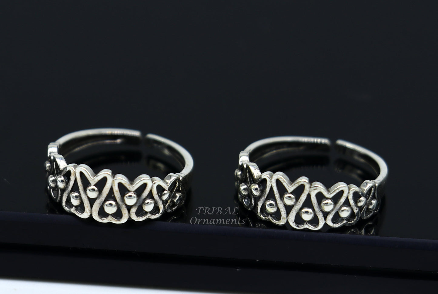 925 sterling silver uniquely handcrafted flower style oxidized toe rings. best brides wedding jewelry tribal jewelry ytr17 - TRIBAL ORNAMENTS