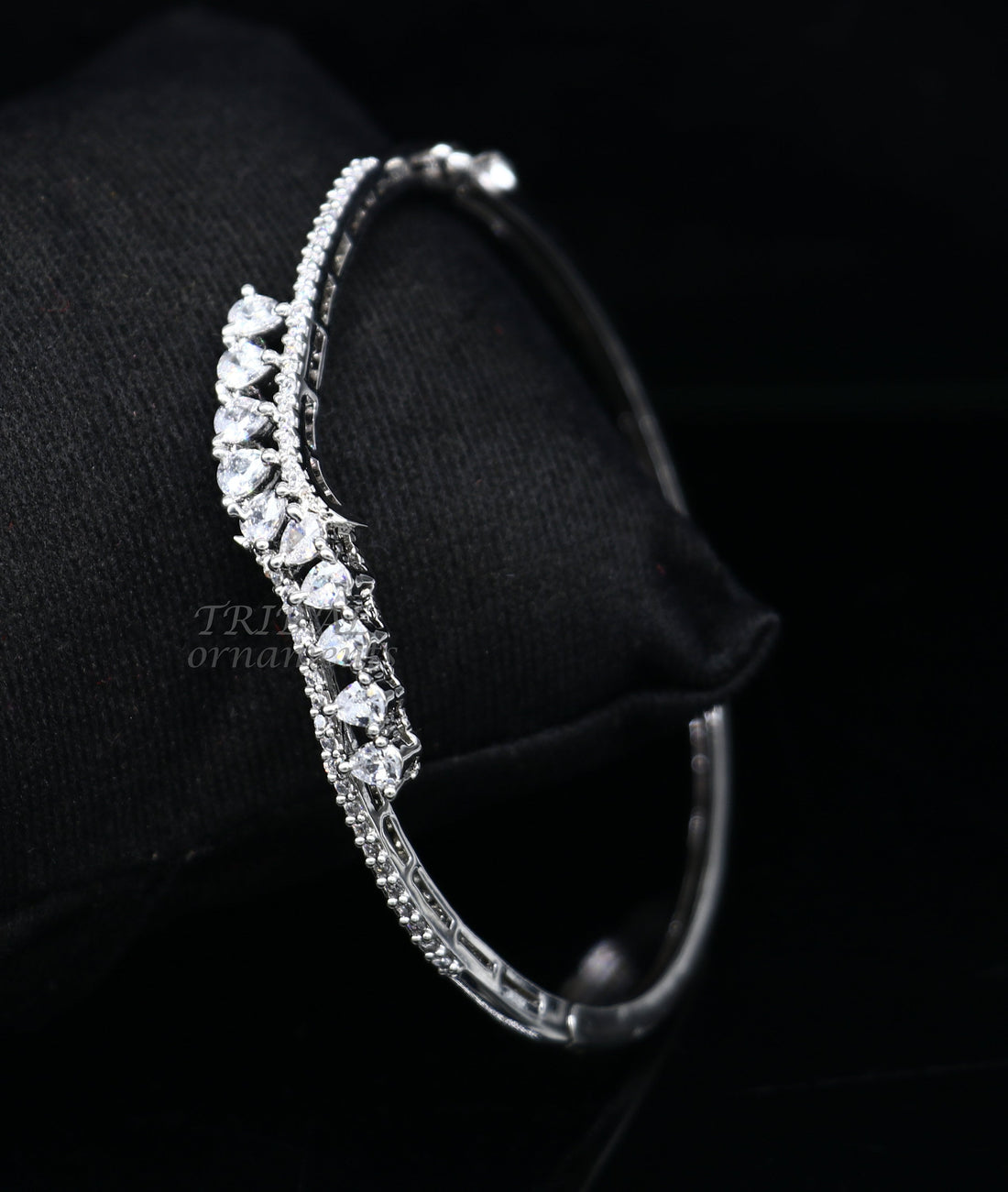 925 sterling silver handmade amazing cubic zircon cuff bangle bracelet kada customized brides girl's jewelry cuff89 - TRIBAL ORNAMENTS