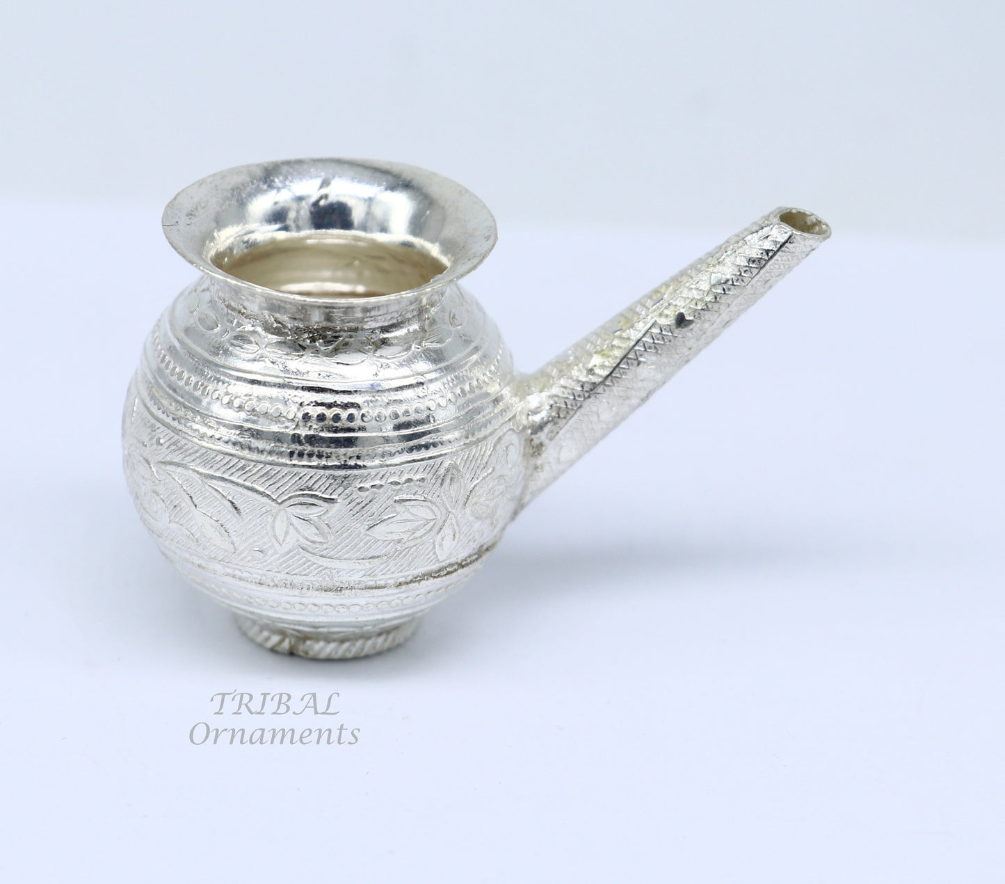 Sterling silver handmade plain small Kalash or pot, unique silver karwa choth puja article, shiva Abhishek kalash pot india su824 - TRIBAL ORNAMENTS