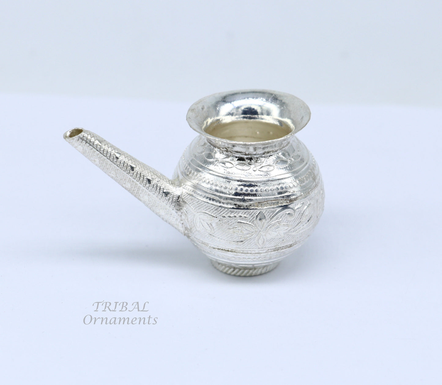 Sterling silver handmade plain small Kalash or pot, unique silver karwa choth puja article, shiva Abhishek kalash pot india su824 - TRIBAL ORNAMENTS