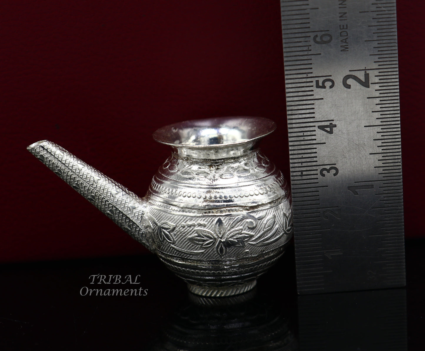 Sterling silver handmade plain small Kalash or pot, unique silver karwa choth puja article, shiva Abhishek kalash pot india su824 - TRIBAL ORNAMENTS