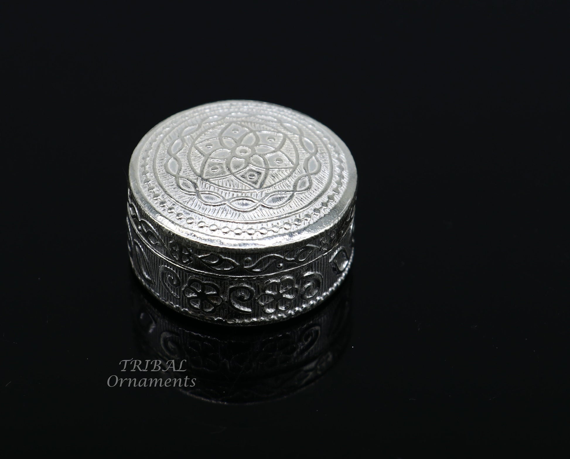 925 Sterling silver handmade trinket box, eye kajal box, container box, kumkum box, sindur or puja box, best brides gift stb374 - TRIBAL ORNAMENTS