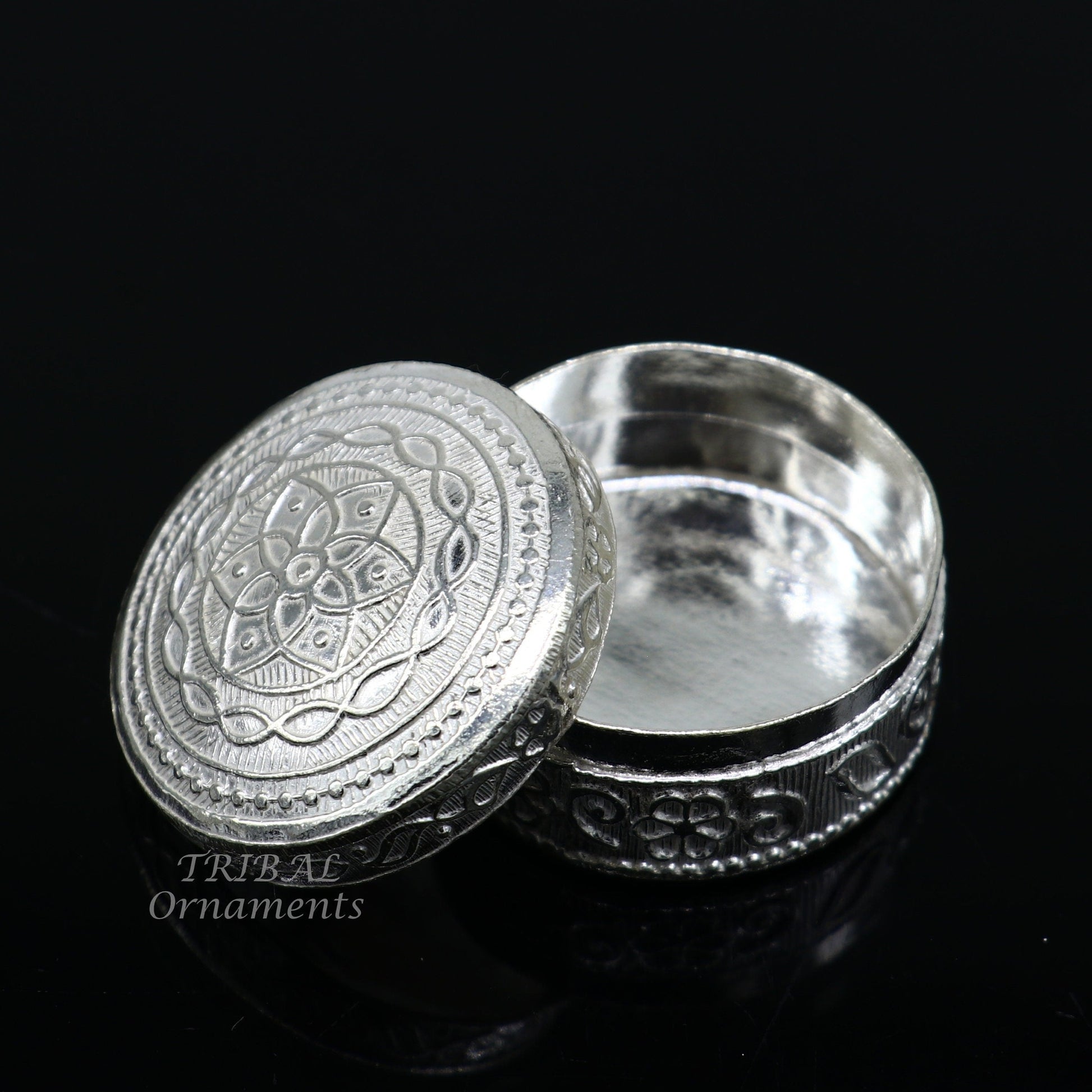 925 Sterling silver handmade trinket box, eye kajal box, container box, kumkum box, sindur or puja box, best brides gift stb374 - TRIBAL ORNAMENTS