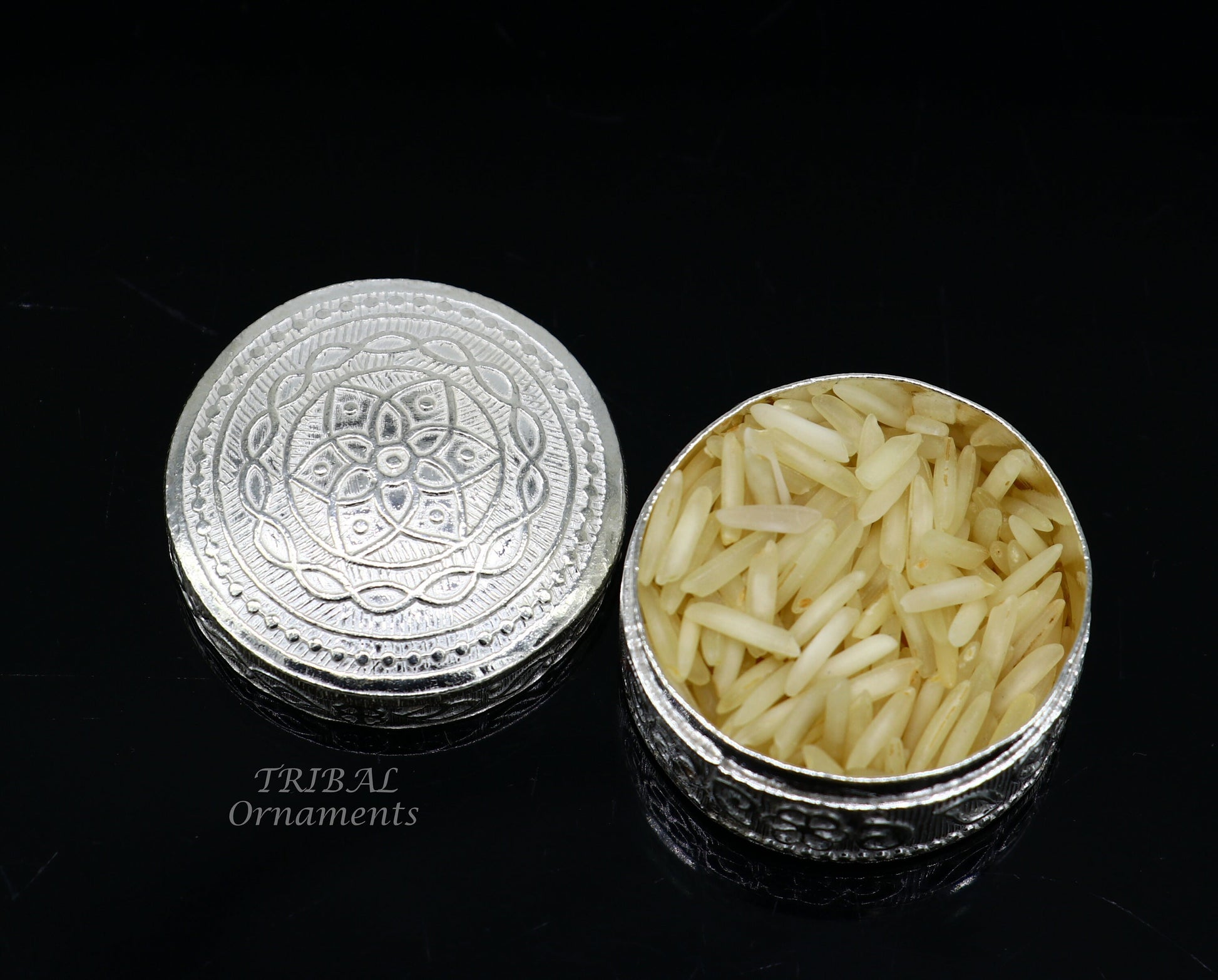 925 Sterling silver handmade trinket box, eye kajal box, container box, kumkum box, sindur or puja box, best brides gift stb374 - TRIBAL ORNAMENTS