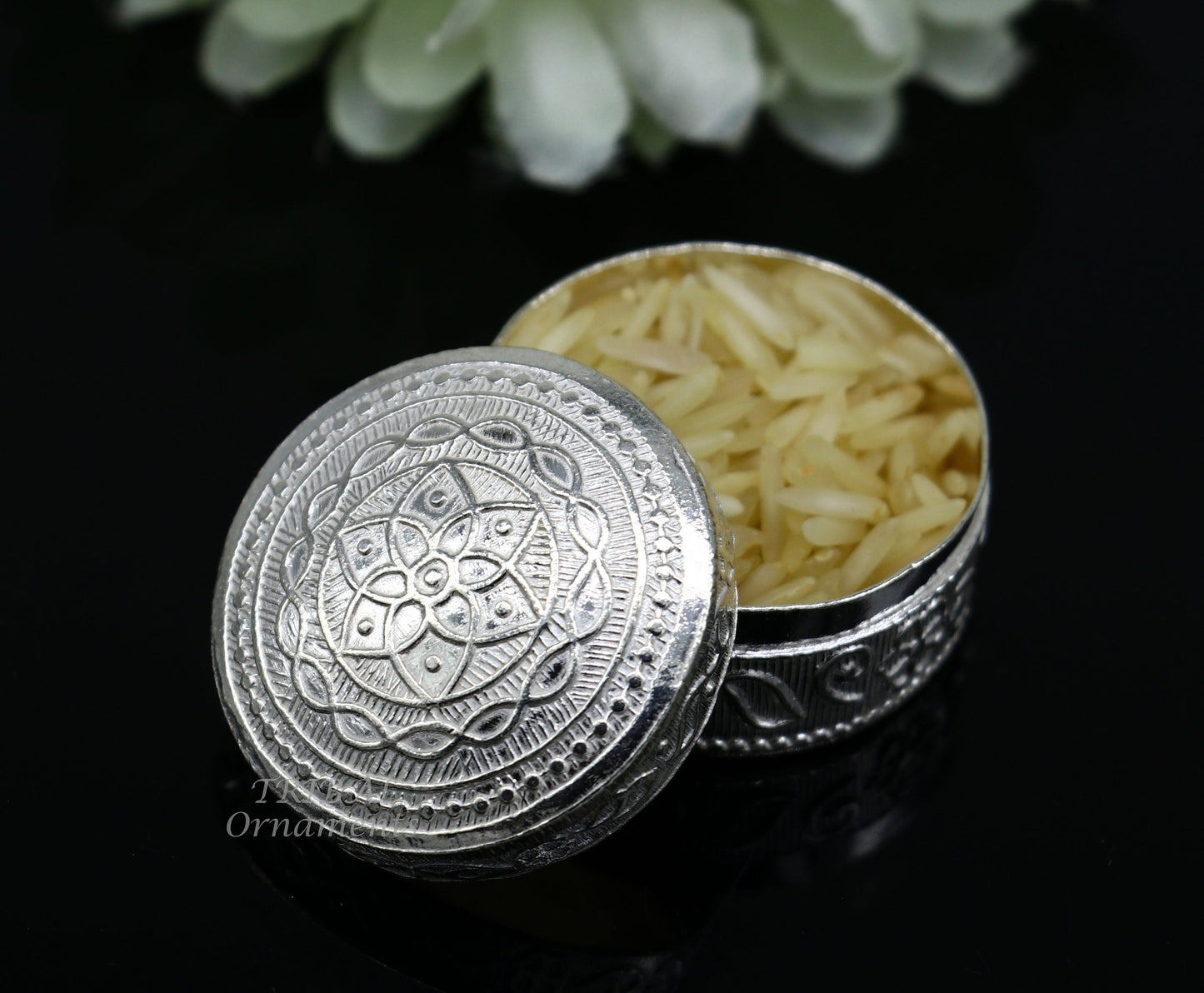 925 Sterling silver handmade trinket box, eye kajal box, container box, kumkum box, sindur or puja box, best brides gift stb374 - TRIBAL ORNAMENTS