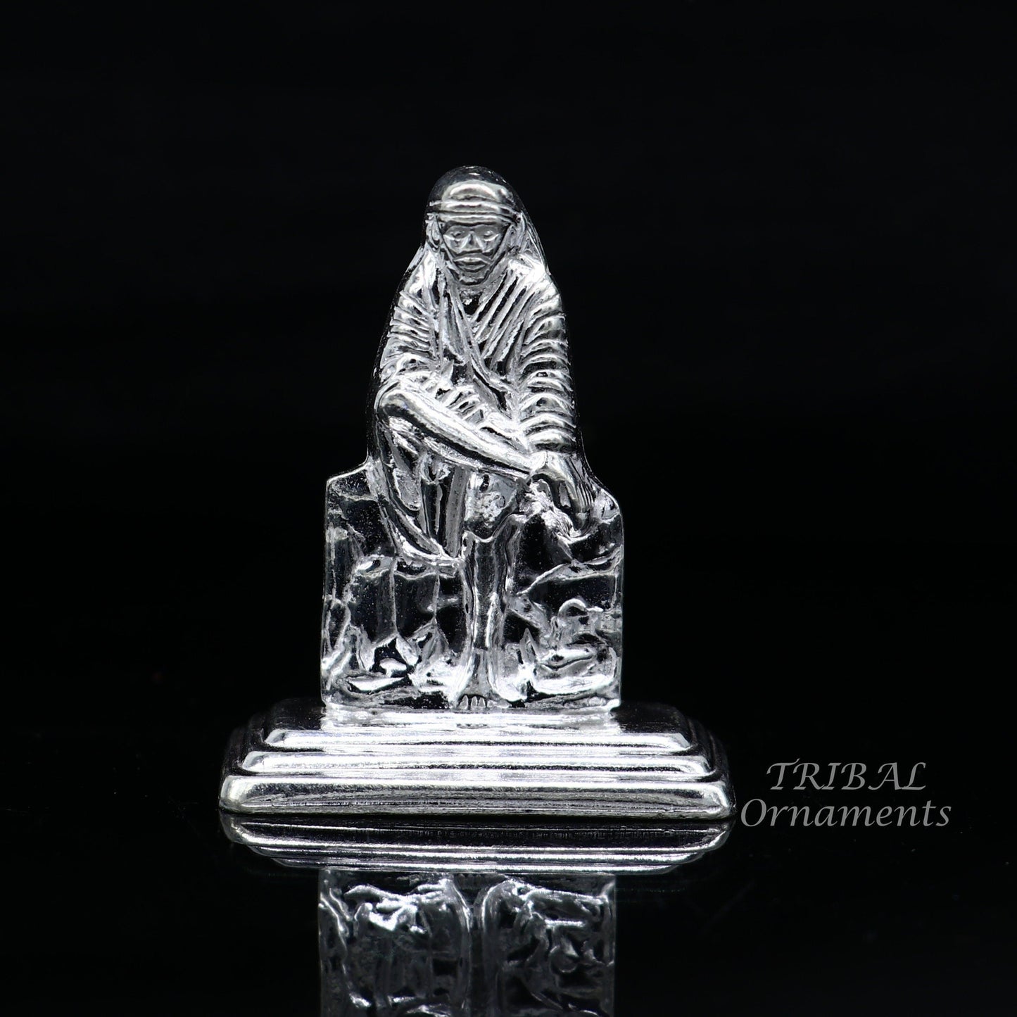 Solid sterling silver handmade Divine Hindu idol deity Sai Baba statue murti divine Statue Sculpture figurine puja article gifting ART553 - TRIBAL ORNAMENTS