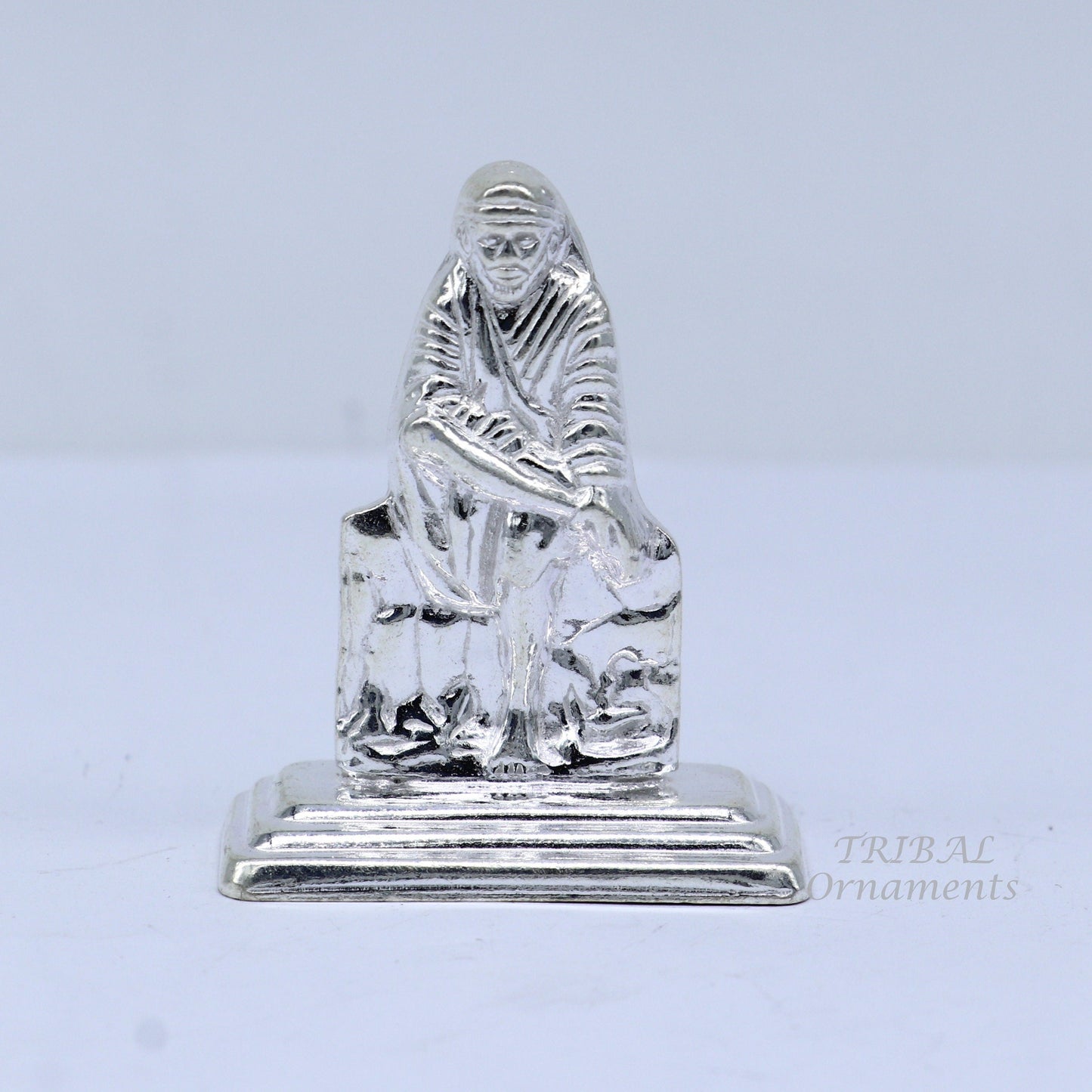 Solid sterling silver handmade Divine Hindu idol deity Sai Baba statue murti divine Statue Sculpture figurine puja article gifting ART553 - TRIBAL ORNAMENTS