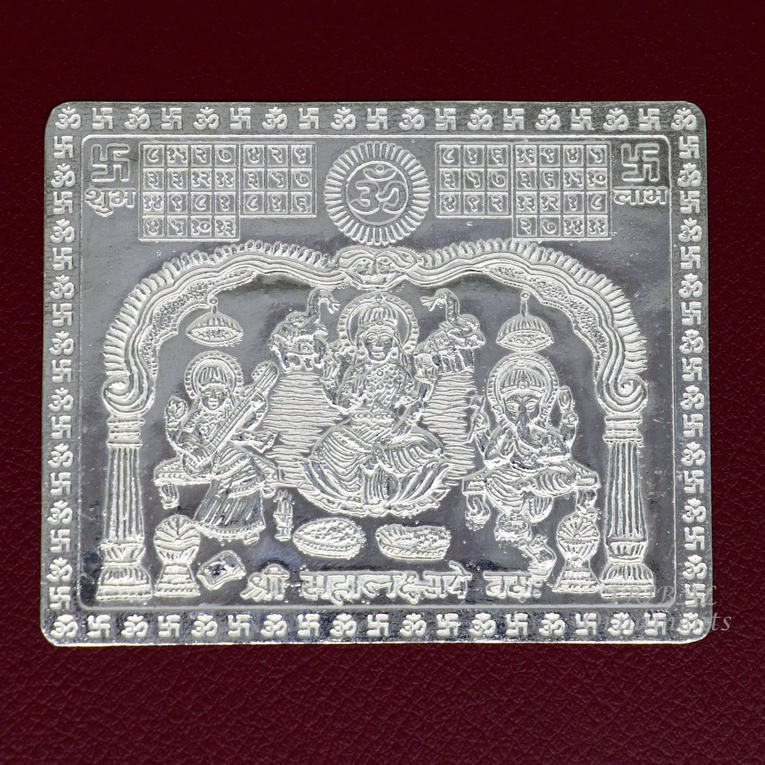 925 sterling silver handmade Shree Mahalakshmi frame with Ganesha and Sarashwati  silver holy divine article for wealth and prosperit su828 - TRIBAL ORNAMENTS