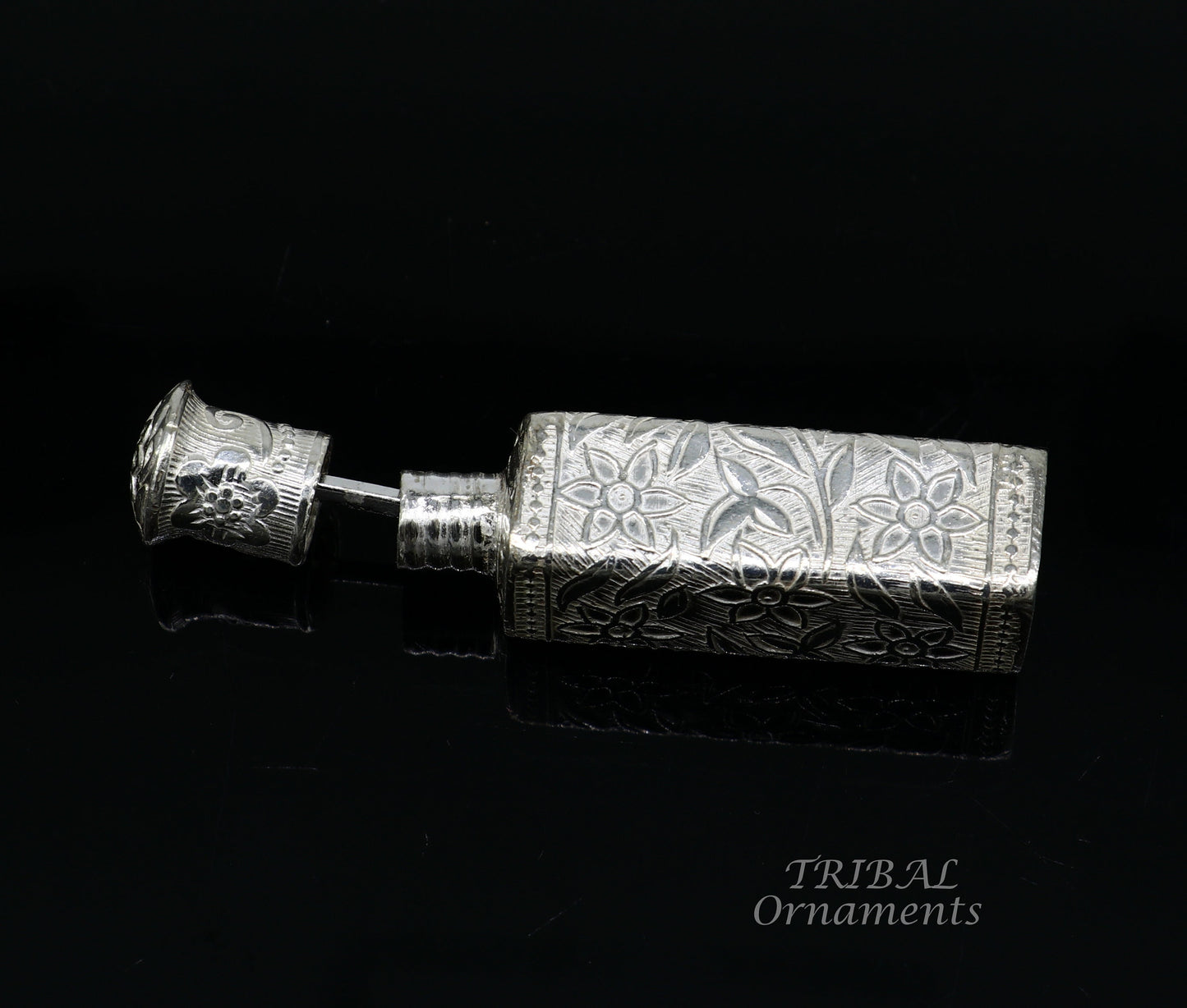 925 sterling silver handmade fabulous floral work trinket box, container box, sindur/kumkum box, Vermilion brides art stb375 - TRIBAL ORNAMENTS