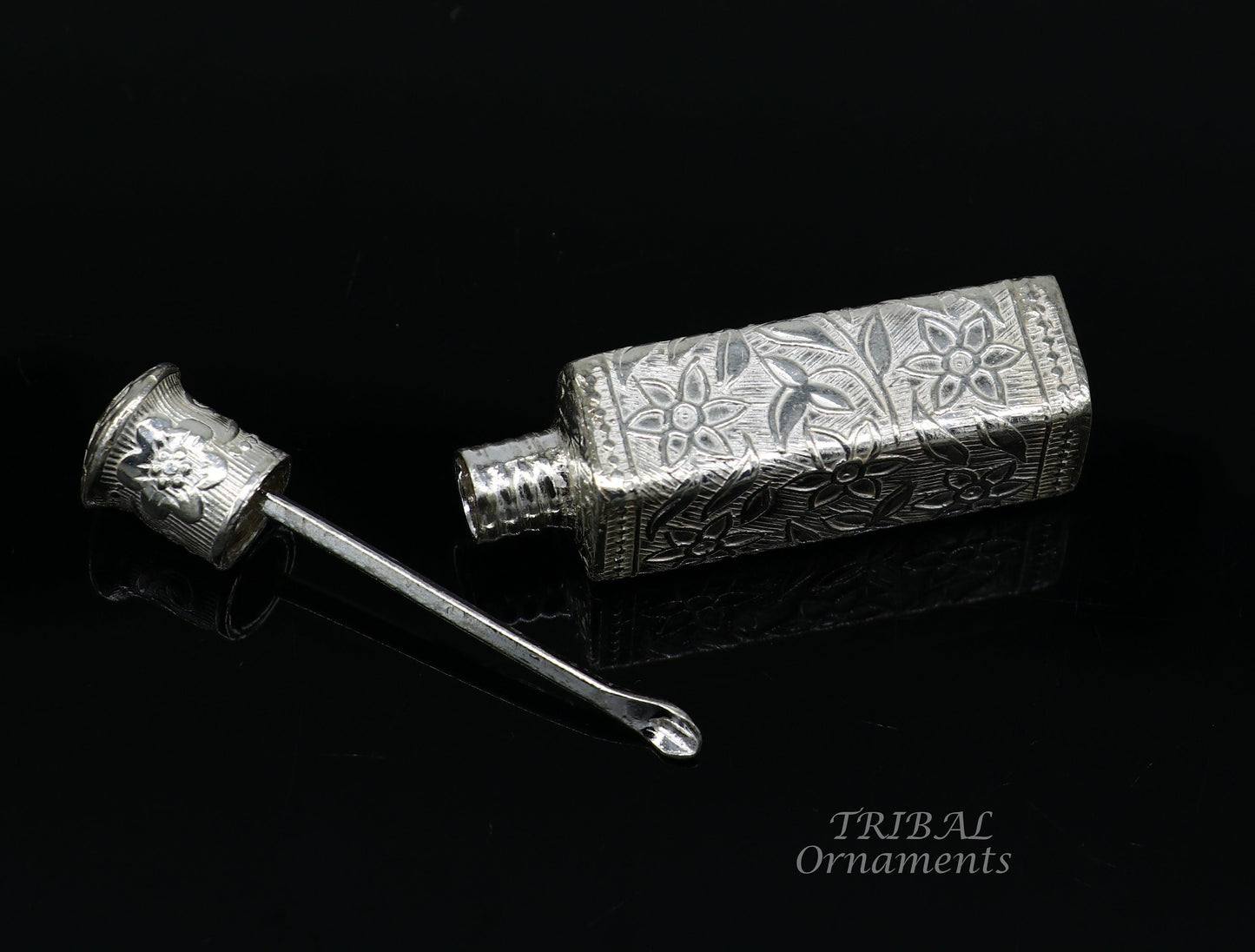 925 sterling silver handmade fabulous floral work trinket box, container box, sindur/kumkum box, Vermilion brides art stb375 - TRIBAL ORNAMENTS