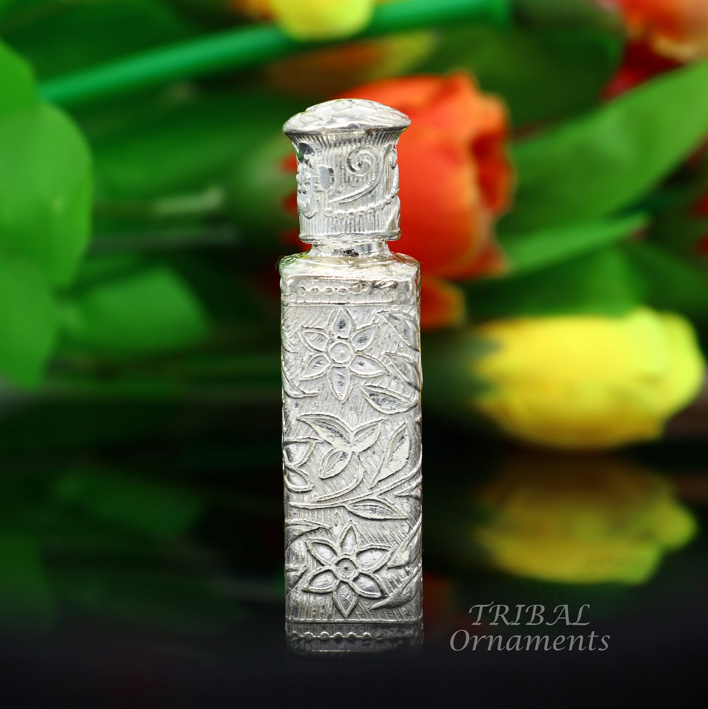 925 sterling silver handmade fabulous floral work trinket box, container box, sindur/kumkum box, Vermilion brides art stb375 - TRIBAL ORNAMENTS