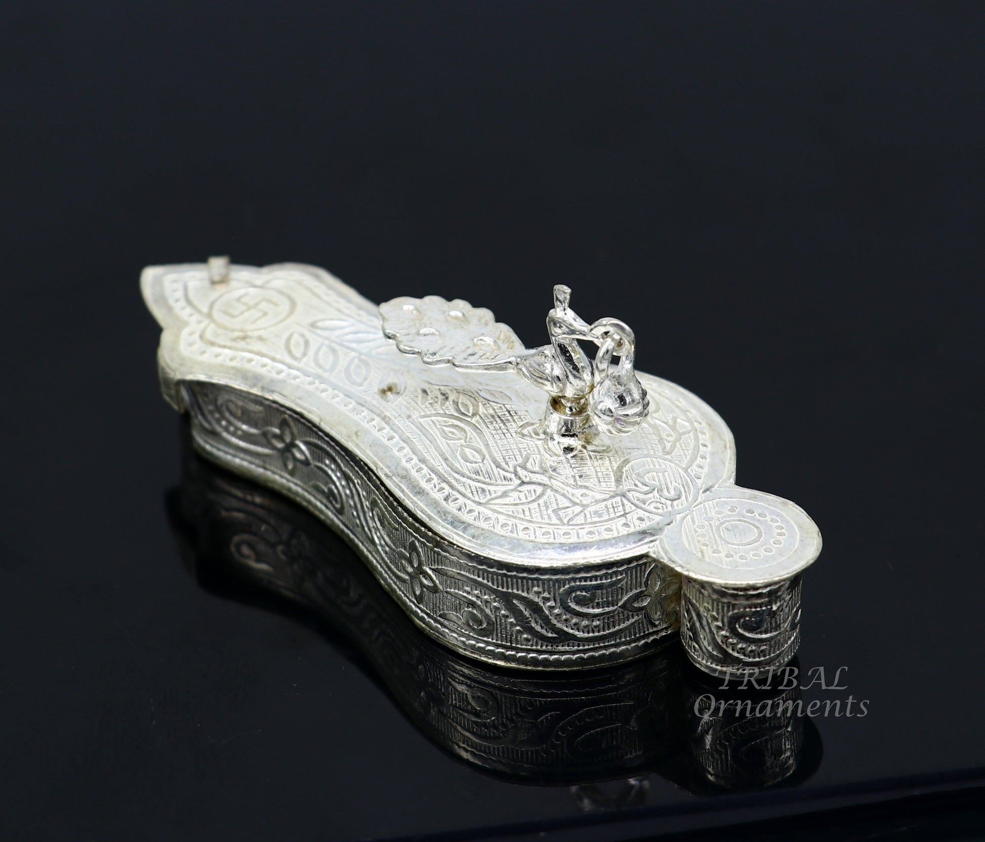 925 sterling silver handmade fabulous unique peacock design trinket box, brides gift, casket box silver article, silver Sindur box stb377 - TRIBAL ORNAMENTS