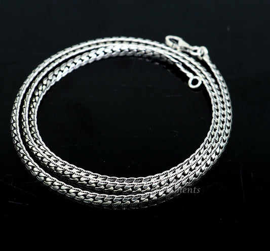 3 mm 18" to 24" long chain 925 sterling silver handmade unique style chain, necklace chain, oxidized silver trendy chain ch166 - TRIBAL ORNAMENTS