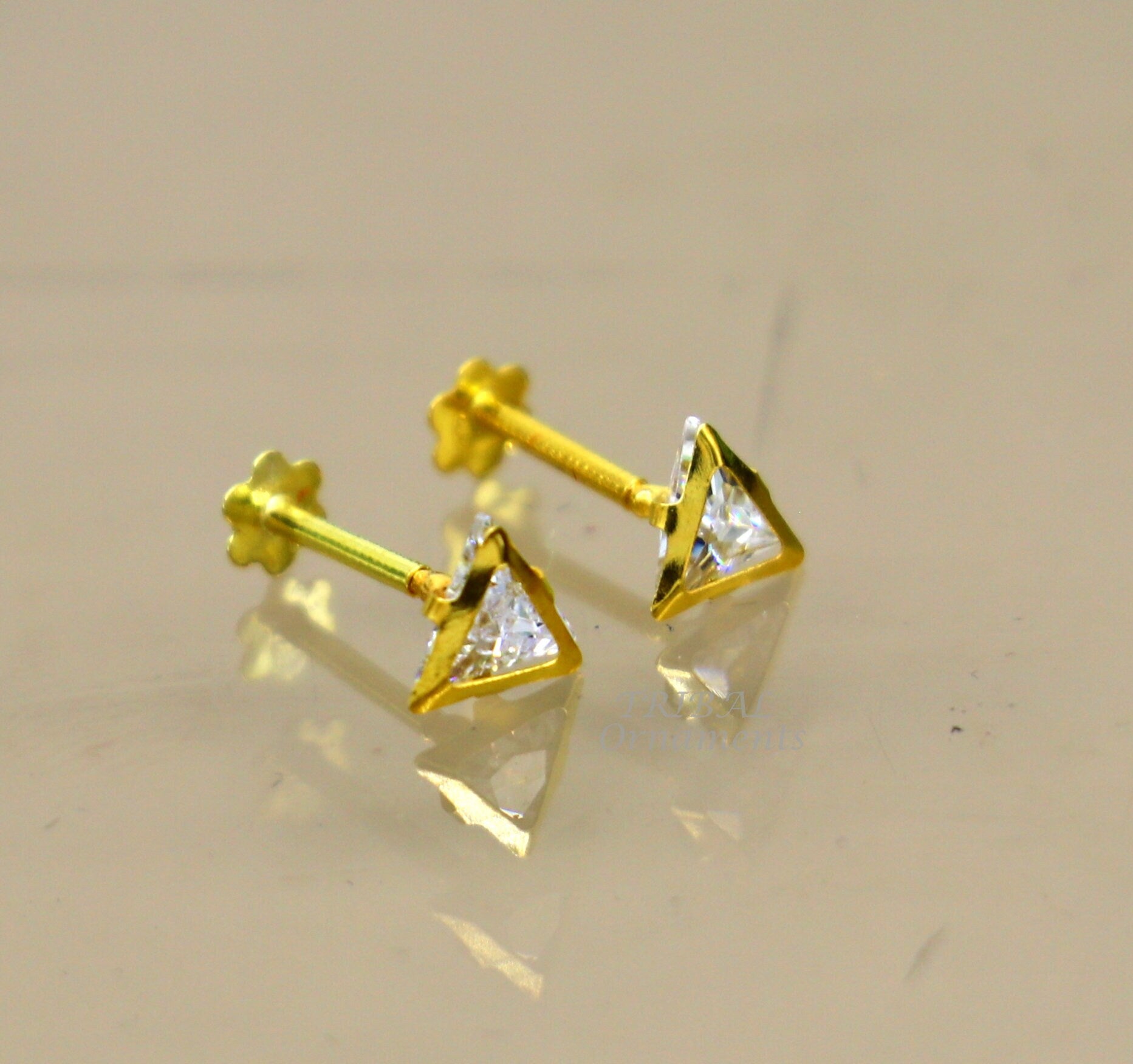 Earrings & Studs | 14Crt. Gold Single Stone Studs Earrings | Freeup