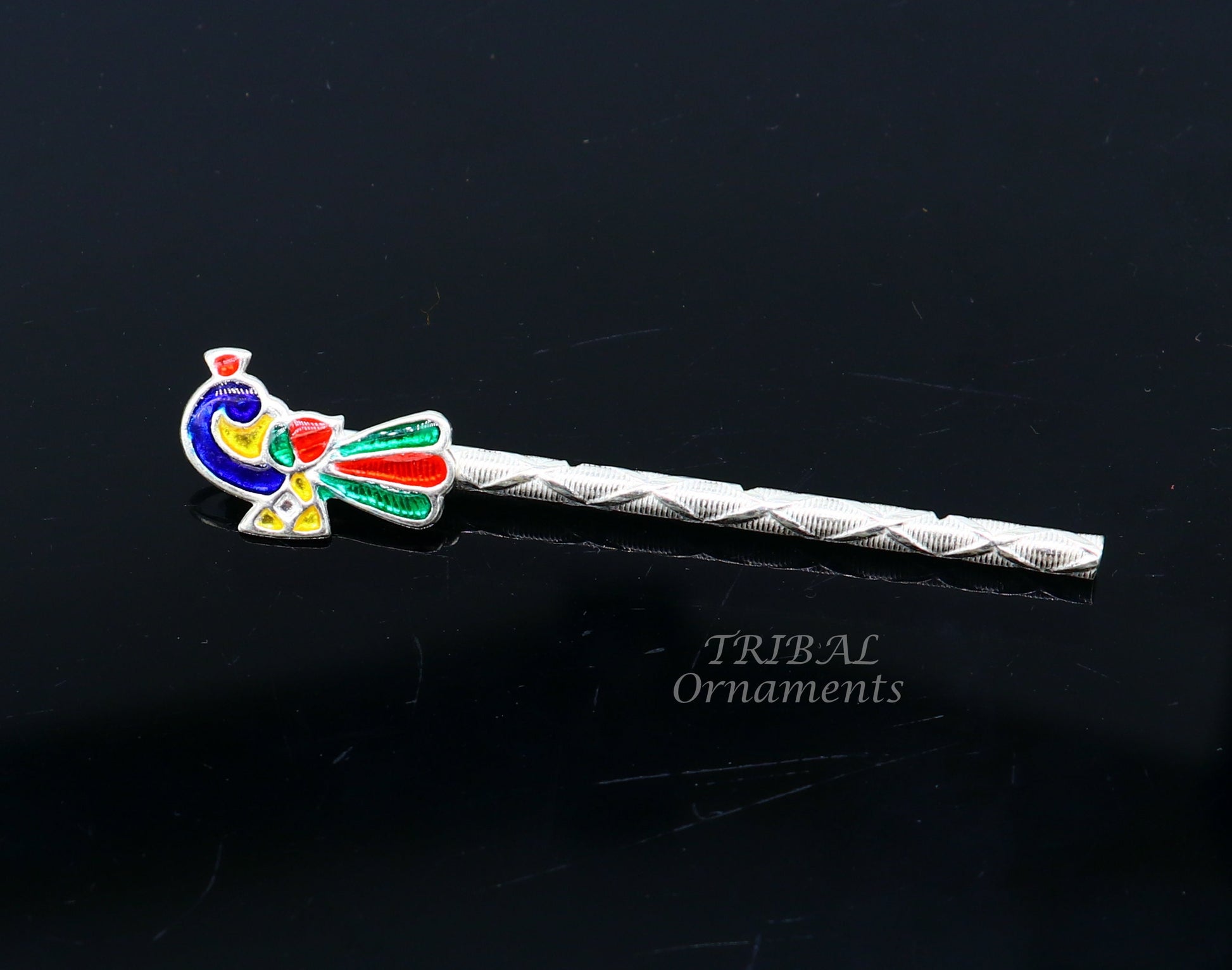 6.5cm sterling silver handmade idol baby Krishna small tiny flute, silver bansuri, laddu gopala flute, little krishna flute puja art su812 - TRIBAL ORNAMENTS