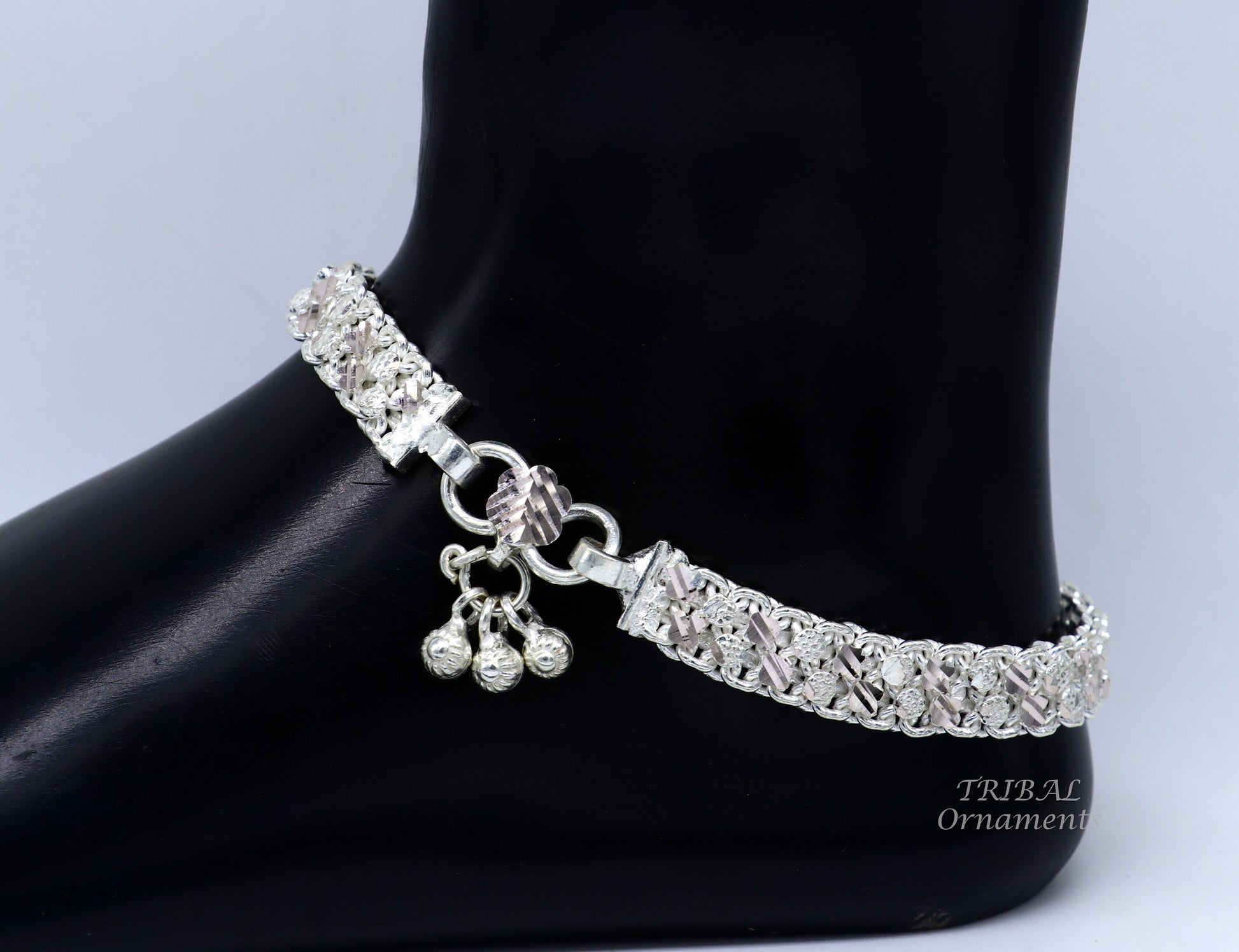 Gorgeous flexible anklet Solid sterling silver handmade vintage design ankle bracelet excellent tribal jewelry ank479 - TRIBAL ORNAMENTS